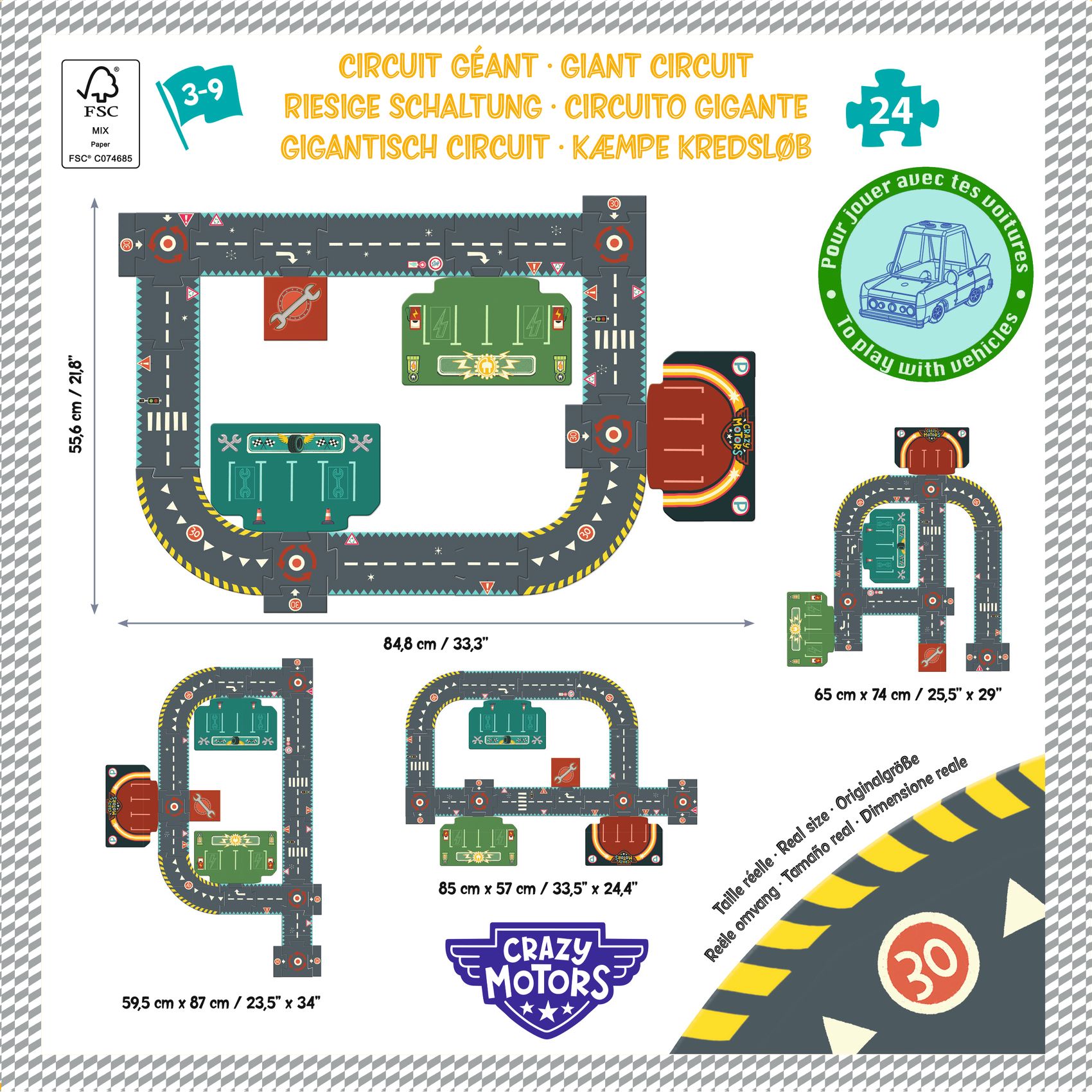 CRAZY MOTORS autópálya - Városi körút - Circuit de ville - puzzle géant  - 9