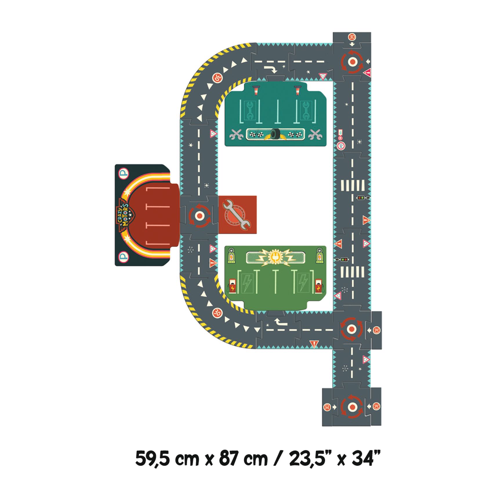 CRAZY MOTORS autópálya - Városi körút - Circuit de ville - puzzle géant  - 5