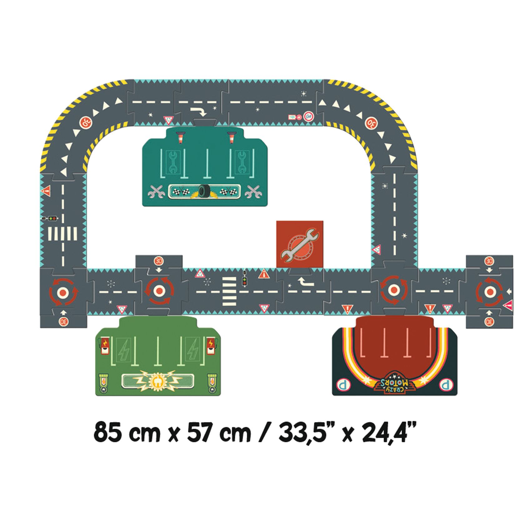 CRAZY MOTORS autópálya - Városi körút - Circuit de ville - puzzle géant  - 4