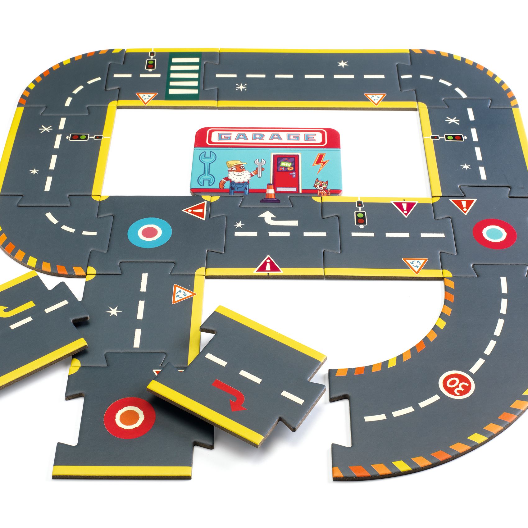 CRAZY MOTORS autópálya - Városi kőrút - City circuit - Giant puzzle - 26 pcs - 5
