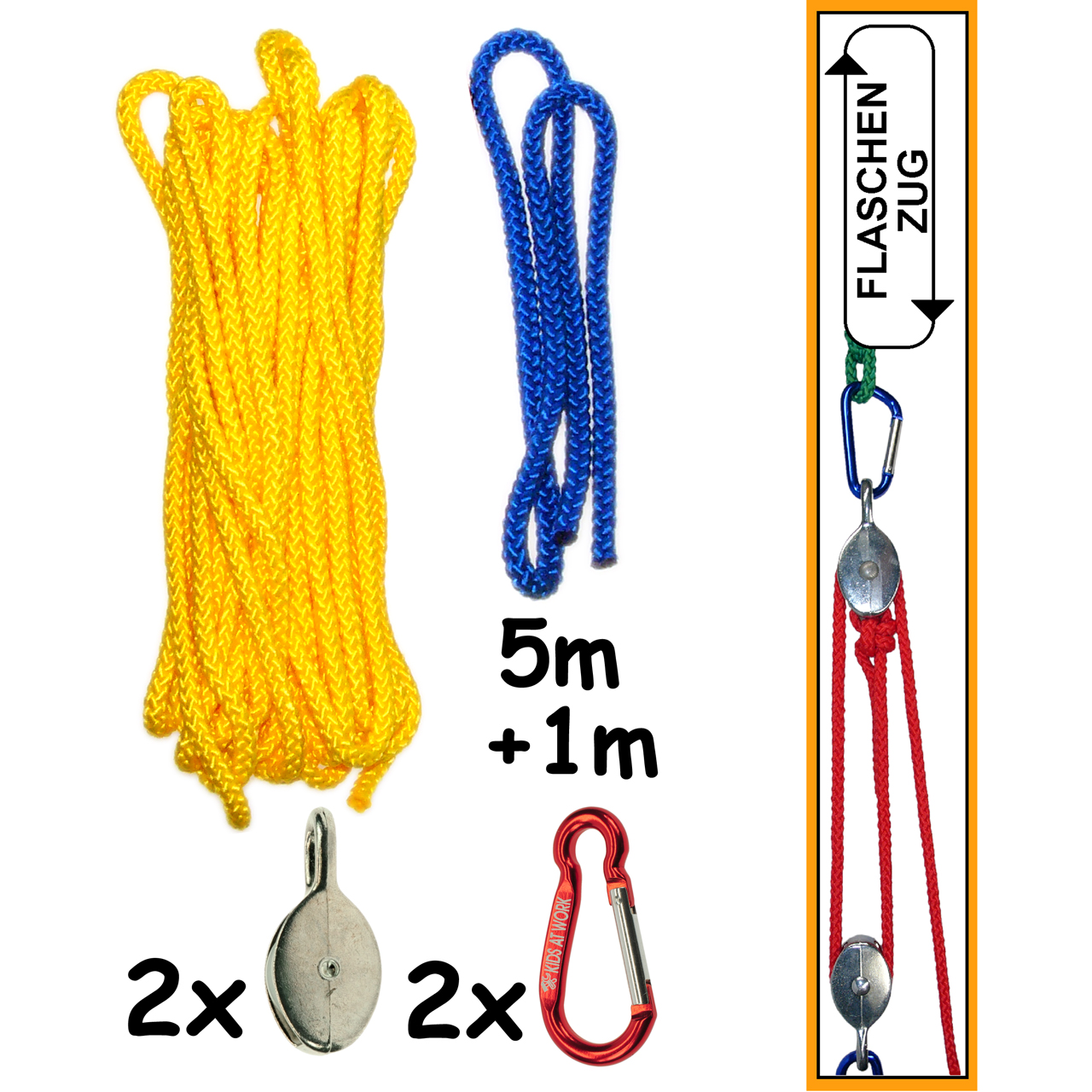 Csigasor 5 m kötéllel - Flaschenzug - 2