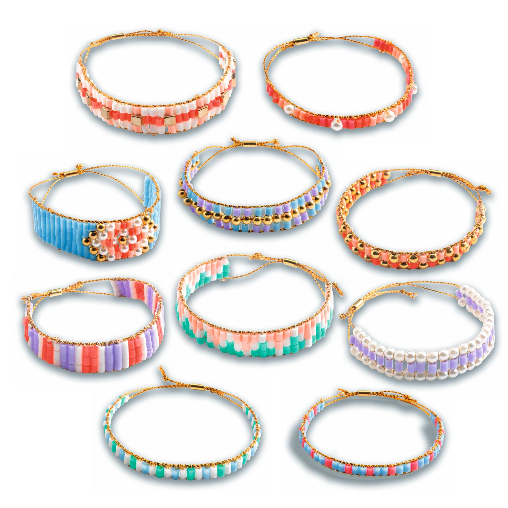 Ékszerkészítő készlet - Karkötők szövése különböző gyöngyökből - Large beads - 4