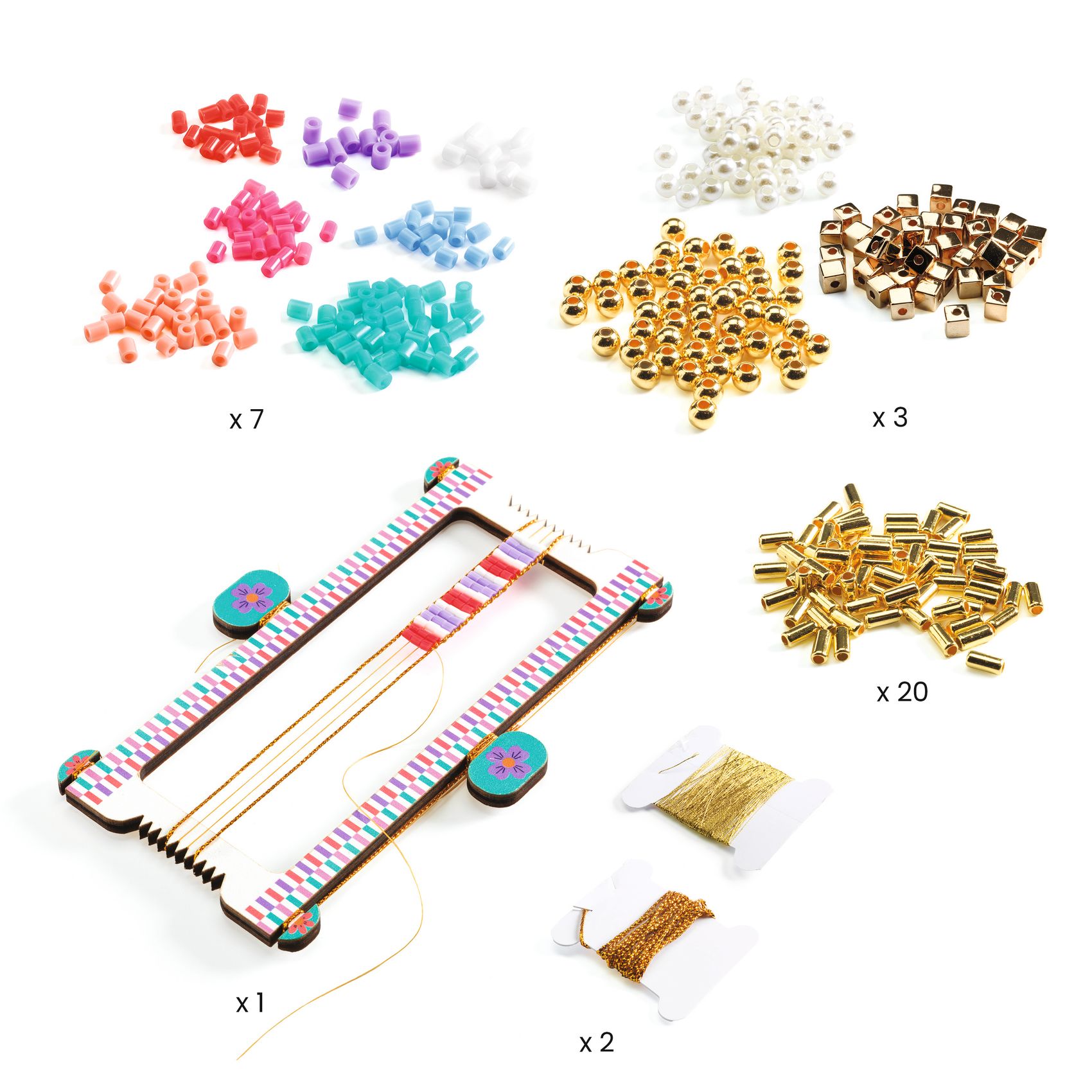 Ékszerkészítő készlet - Karkötők szövése különböző gyöngyökből - Large beads - 2