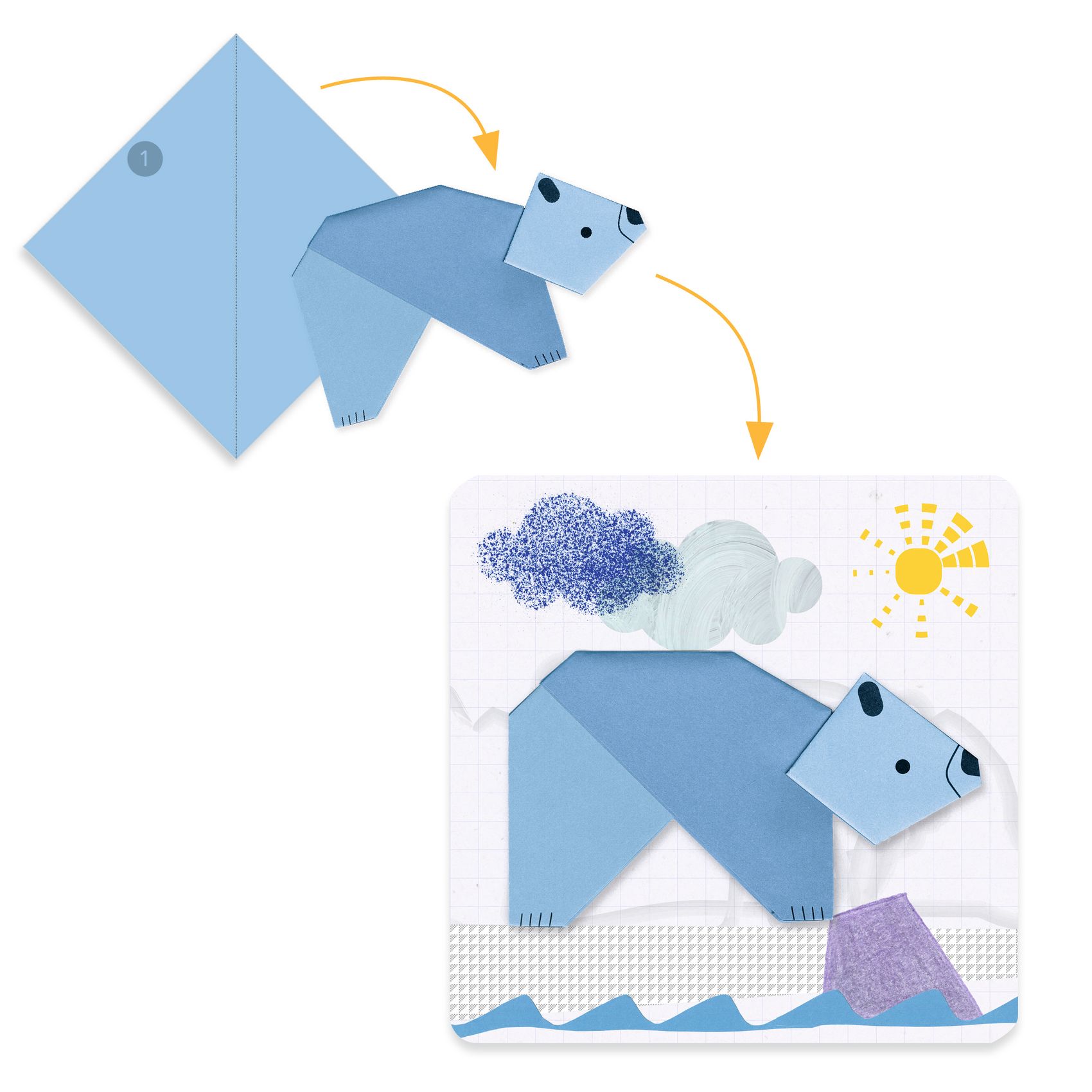 Első papírhajtogatások - 1, 2, 3… hajtás! - 1, 2, 3… fold! - 2