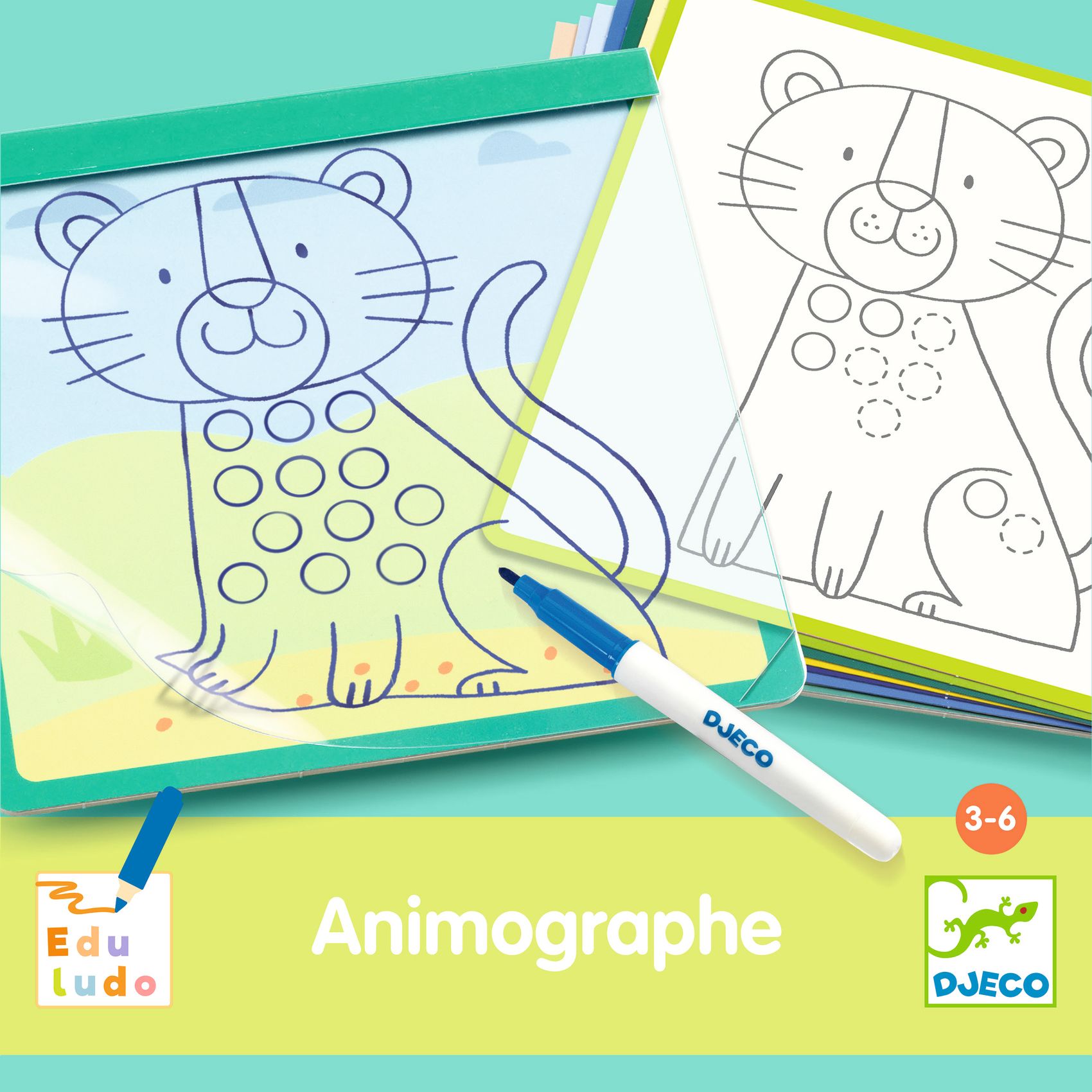 Fejlesztő játék - Állatmintás vonalvezető - Eduludo Animographe - 2
