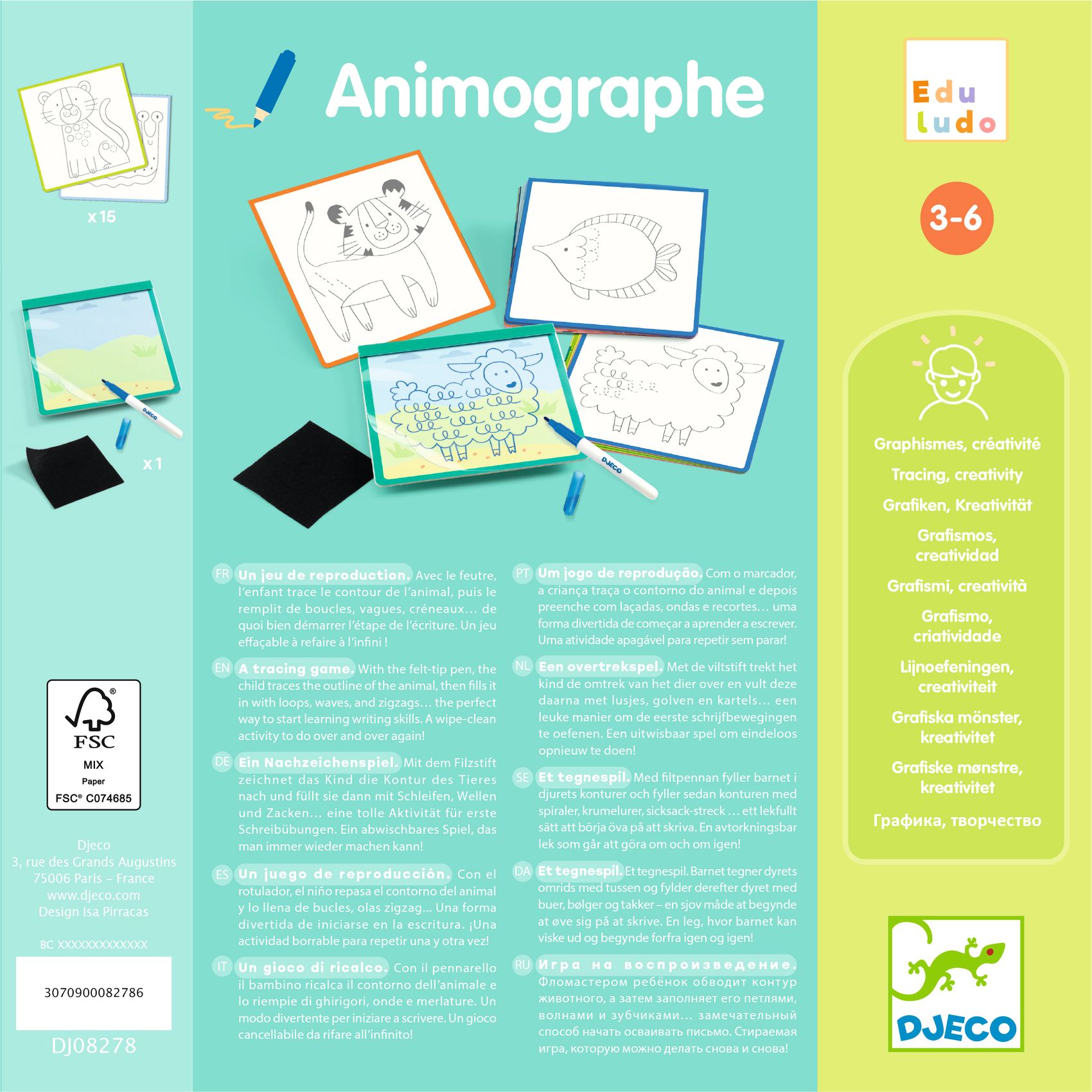 Fejlesztő játék - Állatmintás vonalvezető - Eduludo Animographe - 3