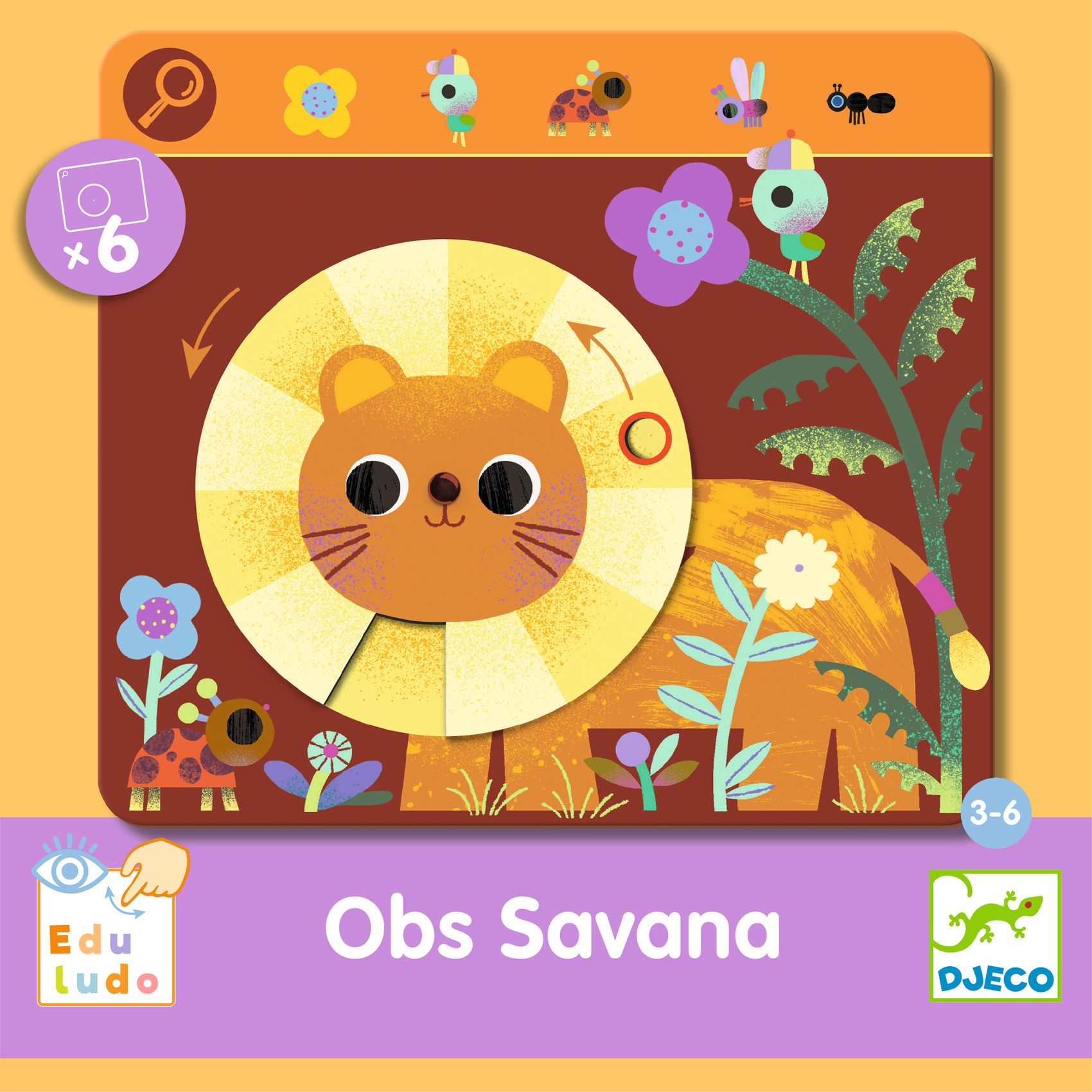 Fejlesztő játék, megfigyelés - Keress és pörgess, Szavanna - Eduludo Obs Savana - 0
