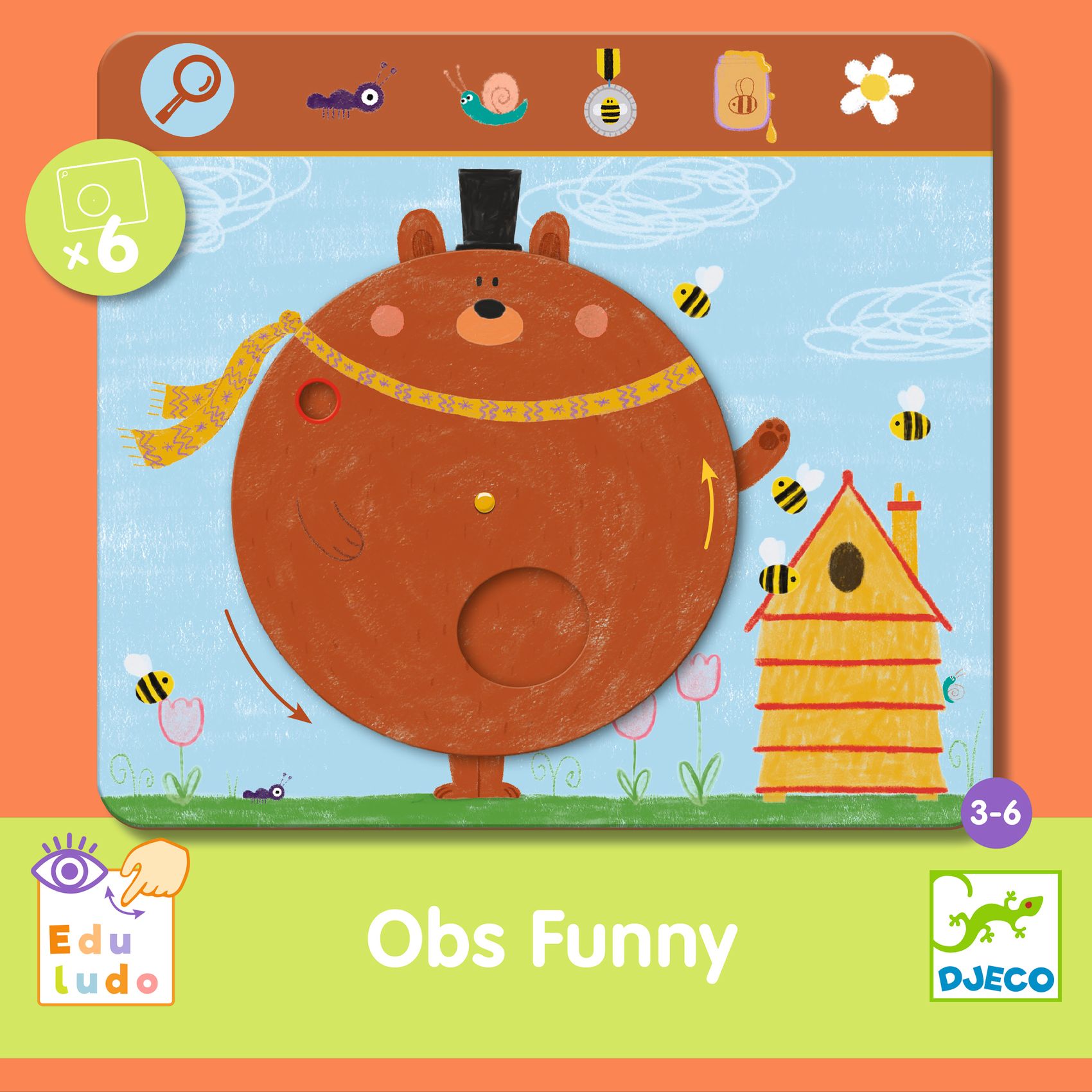 Fejlesztő játék, megfigyelés - Keress és pörgess, Tréfás - Eduludo Obs Funny - 3
