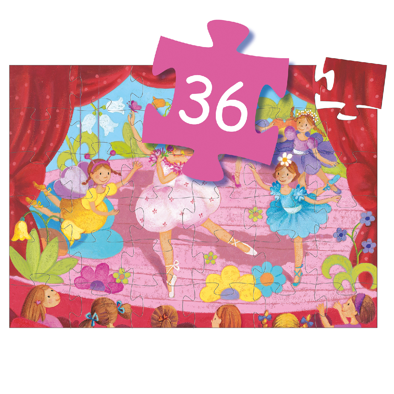 Formadobozos puzzle - Balerina virággal, 36 db-os - The ballerina with the flower - 3