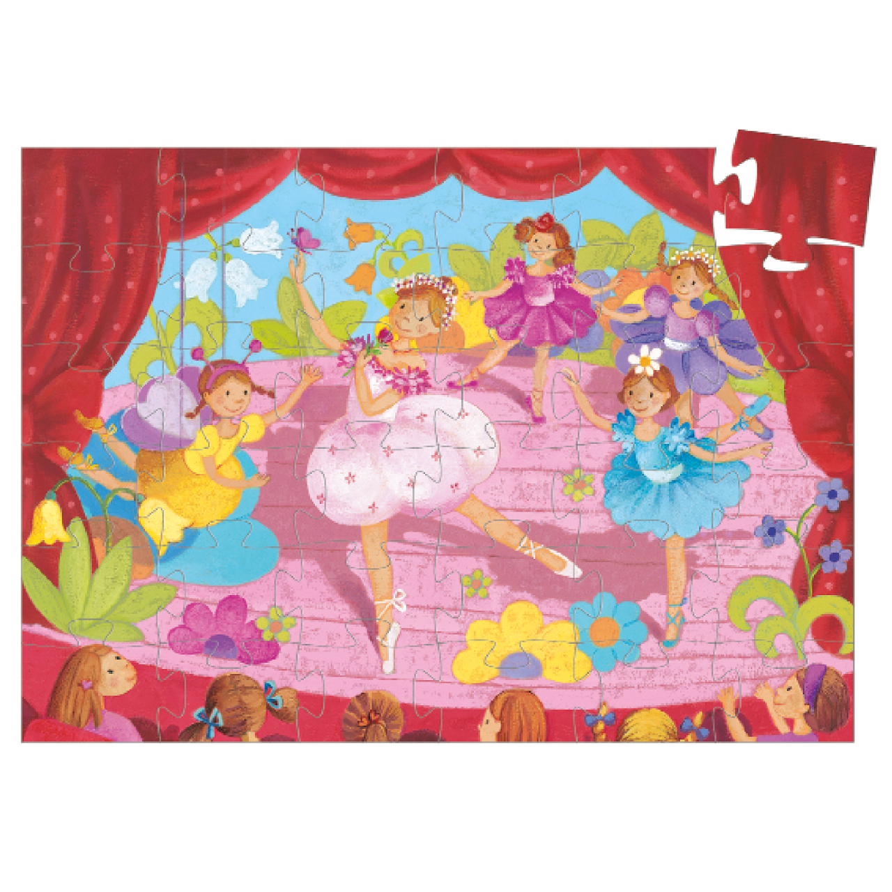 Formadobozos puzzle - Balerina virággal, 36 db-os - The ballerina with the flower - 2