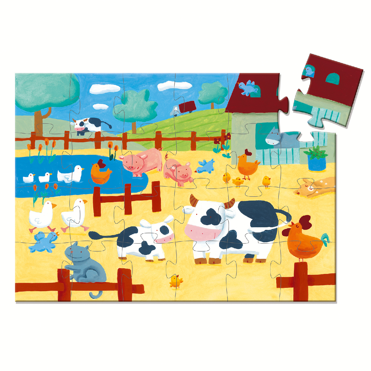 Formadobozos puzzle - Bocik és tehenek, 24 db-os - The cows on the farm - 2