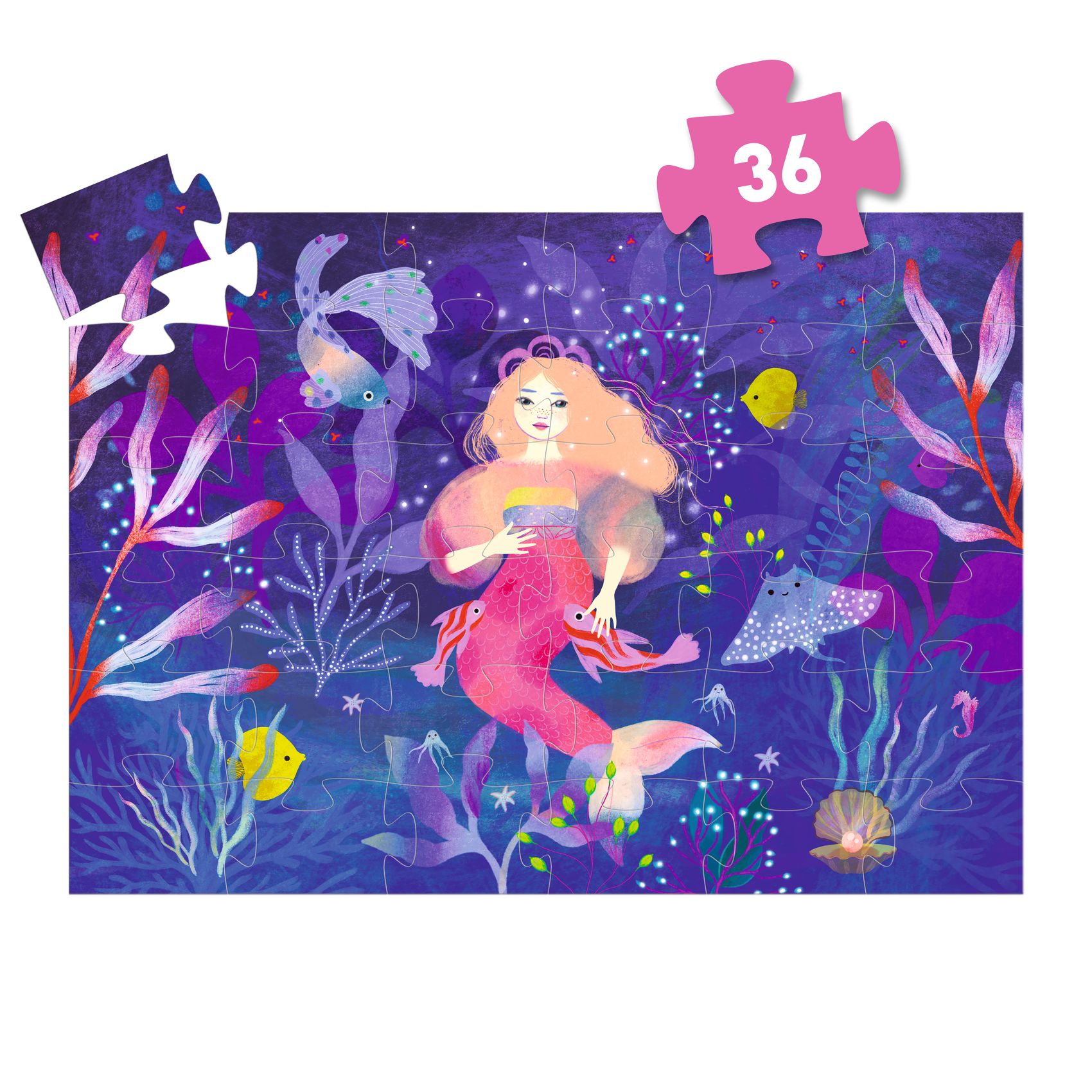 Formadobozos puzzle - Ella a sellő, 36 db-os - Ella, the mermaid - 1