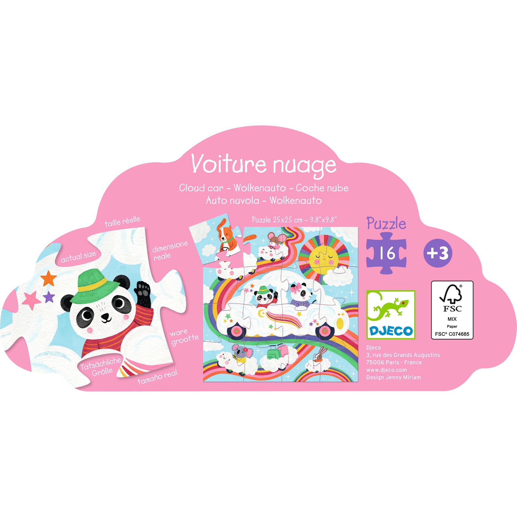 Formadobozos puzzle - Felhőjáró, 16 db-os - Cloud car - 5