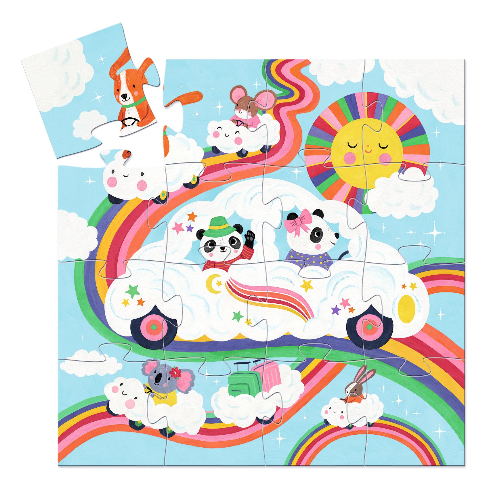 Formadobozos puzzle - Felhőjáró, 16 db-os - Cloud car - 3