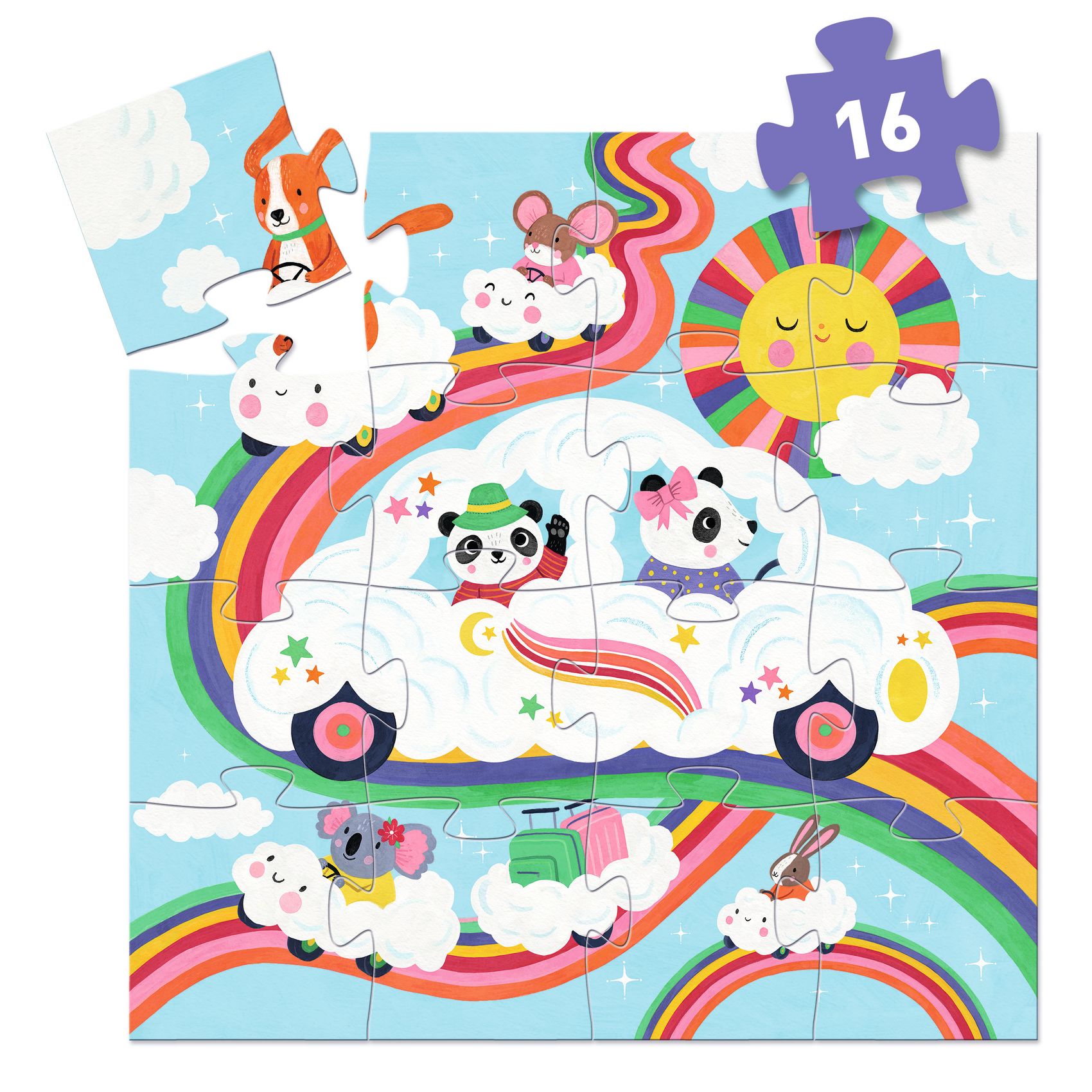 Formadobozos puzzle - Felhőjáró, 16 db-os - Cloud car - 1