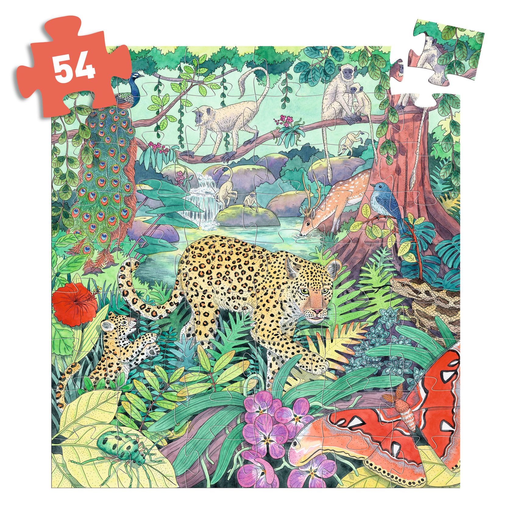 Formadobozos puzzle - Indiai dzsungel, 54 db-os - Indian jungle - 2