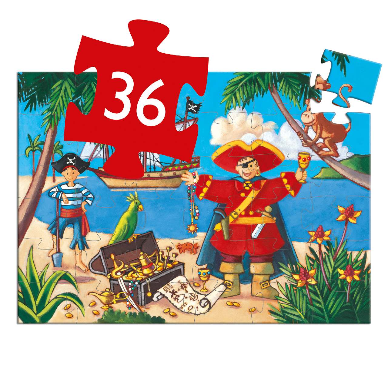 Formadobozos puzzle - Kalózok kincse, 36 db-os - The pirate and his treasure - 3