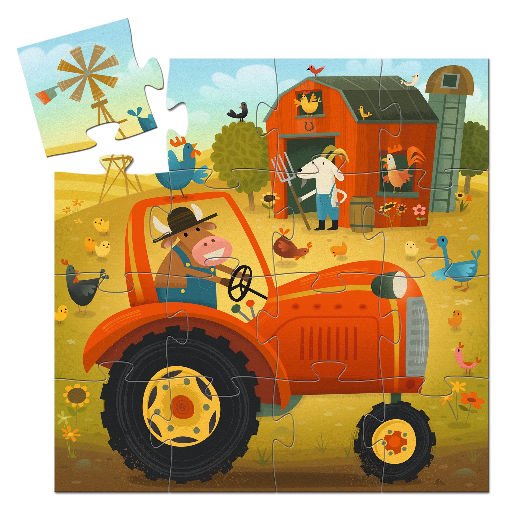 Formadobozos puzzle - Traktor, 16 db-os - The tractor - 3
