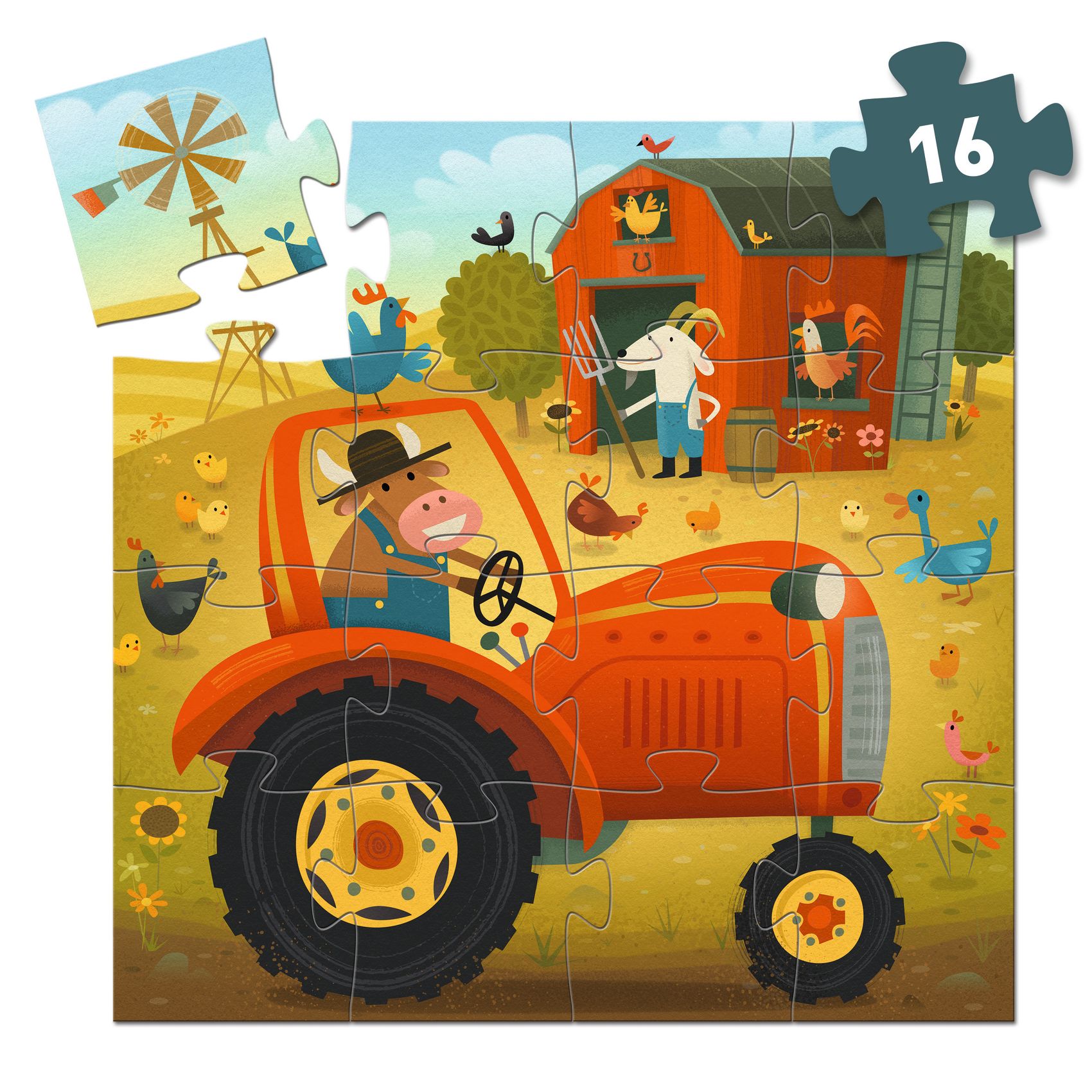 Formadobozos puzzle - Traktor, 16 db-os - The tractor - 1