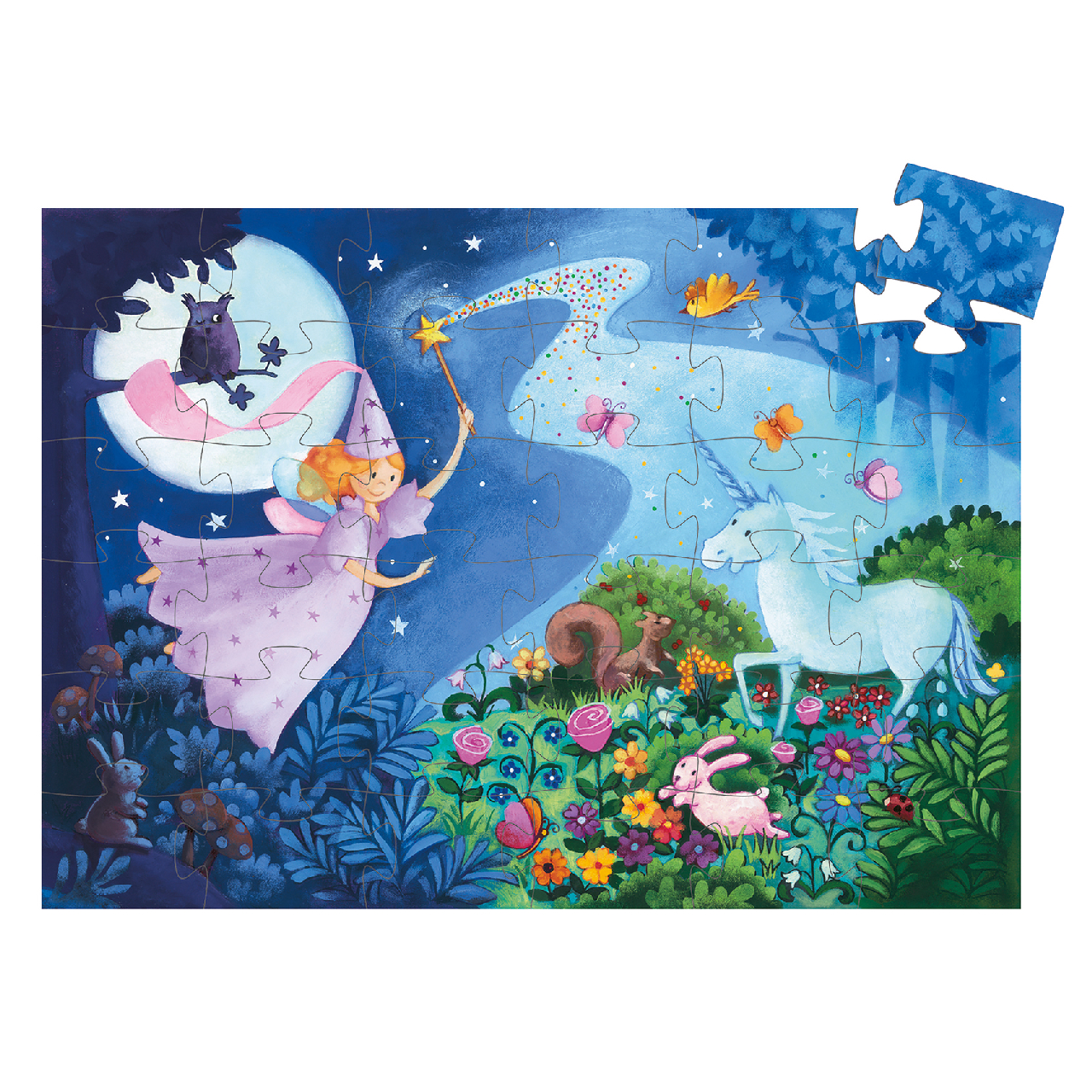 Formadobozos puzzle - Tündér és az egyszarvú, 36 db-os - The fairy and the unicorn - 2