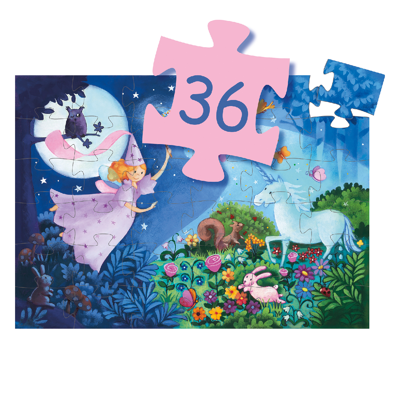 Formadobozos puzzle - Tündér és az egyszarvú, 36 db-os - The fairy and the unicorn - 3