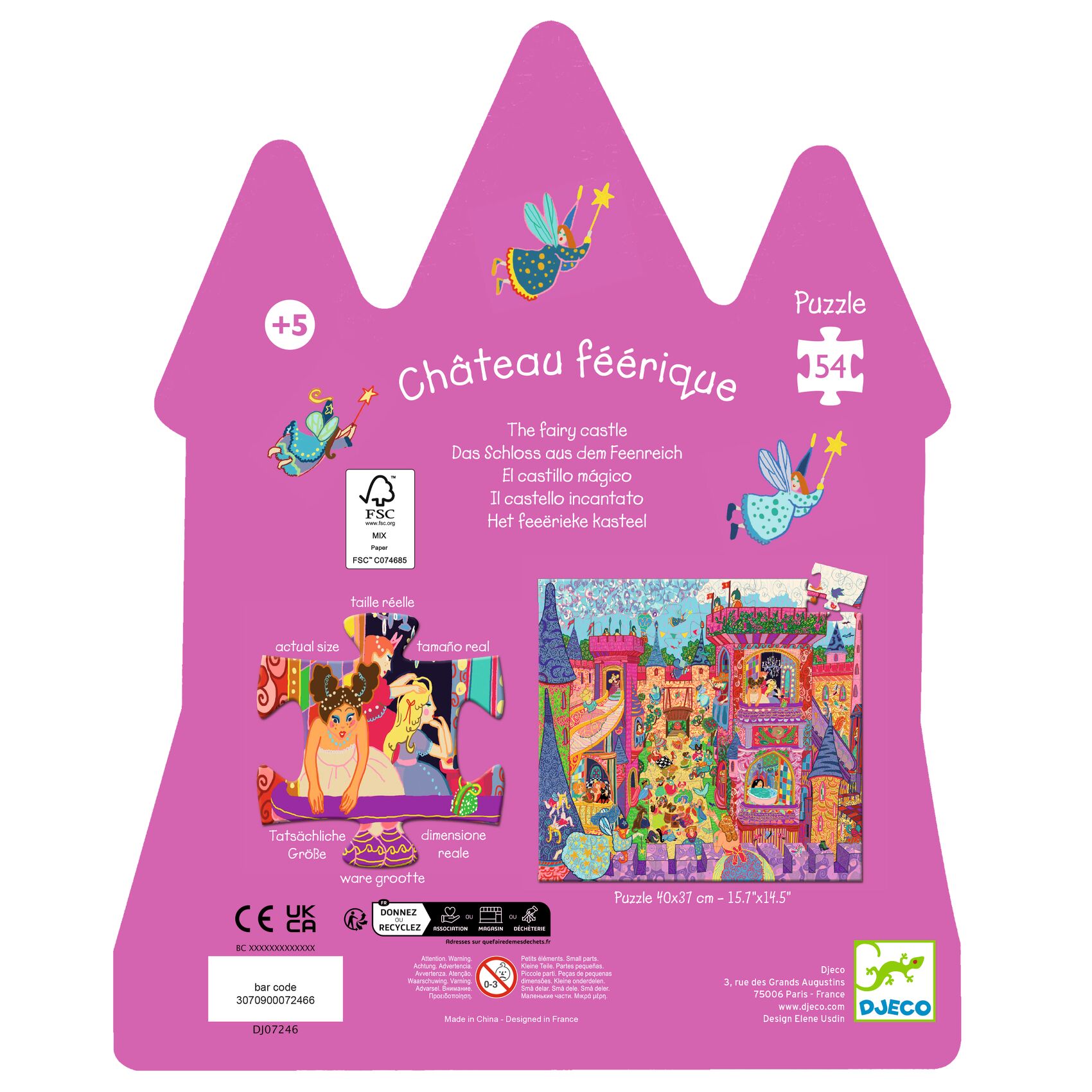 Formadobozos puzzle - Tündérek kastélya, 54 db-os - The fairy castle - 5