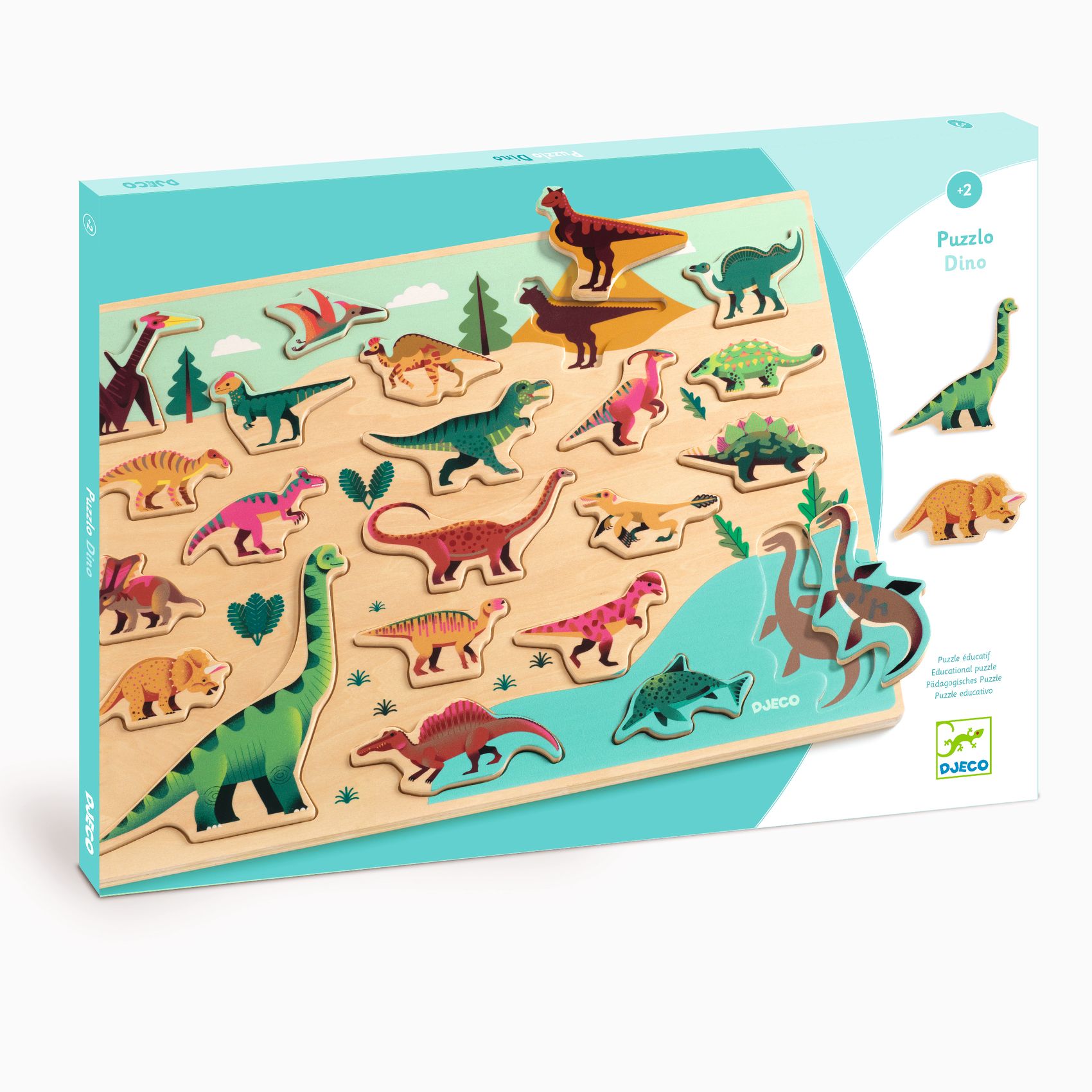 Formaillesztő, formaberakó - Színes dínók - Puzzlo Dino - 0