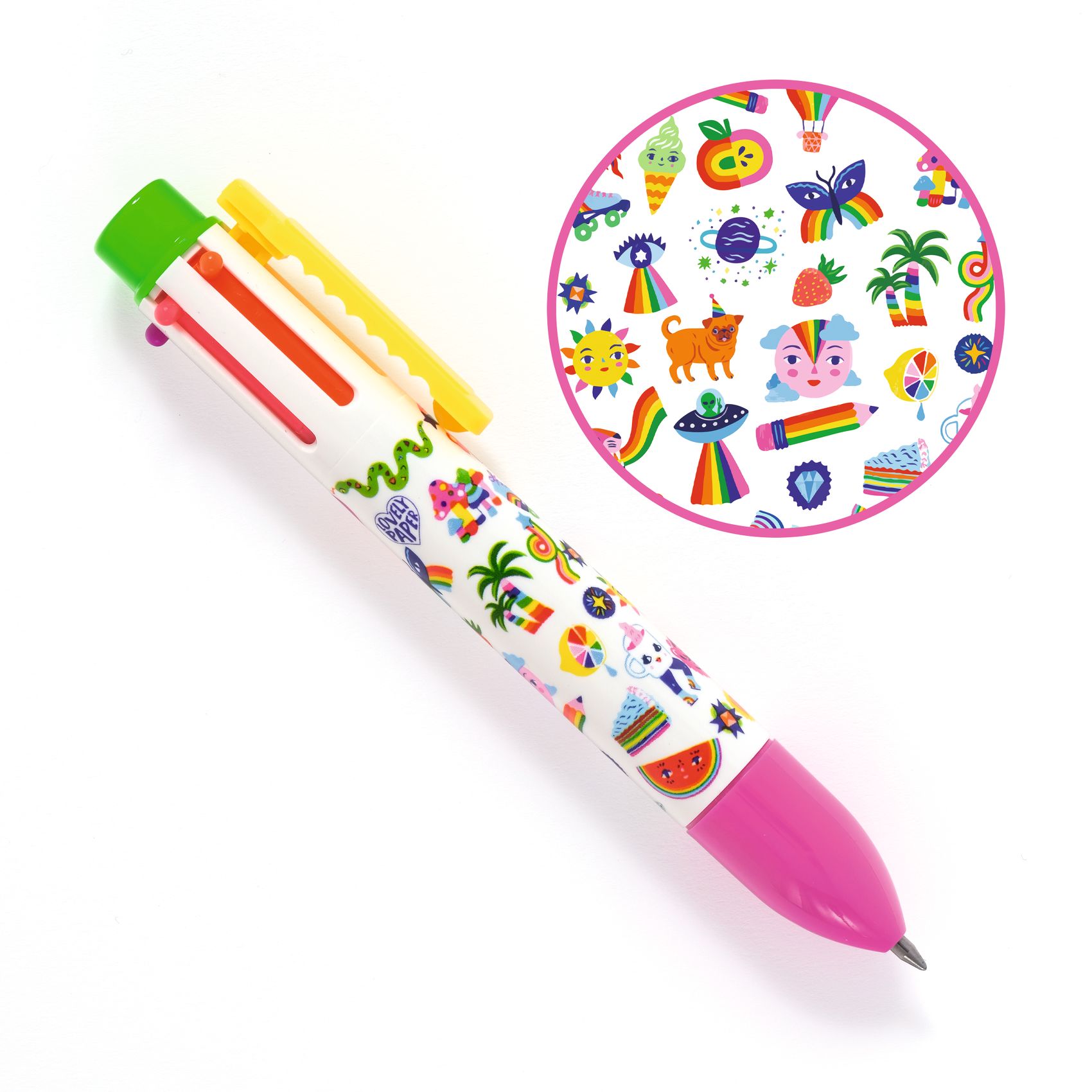 Hatszínű golyóstoll - Fluoreszkáló színek - Rainbow pen Sarah - 0