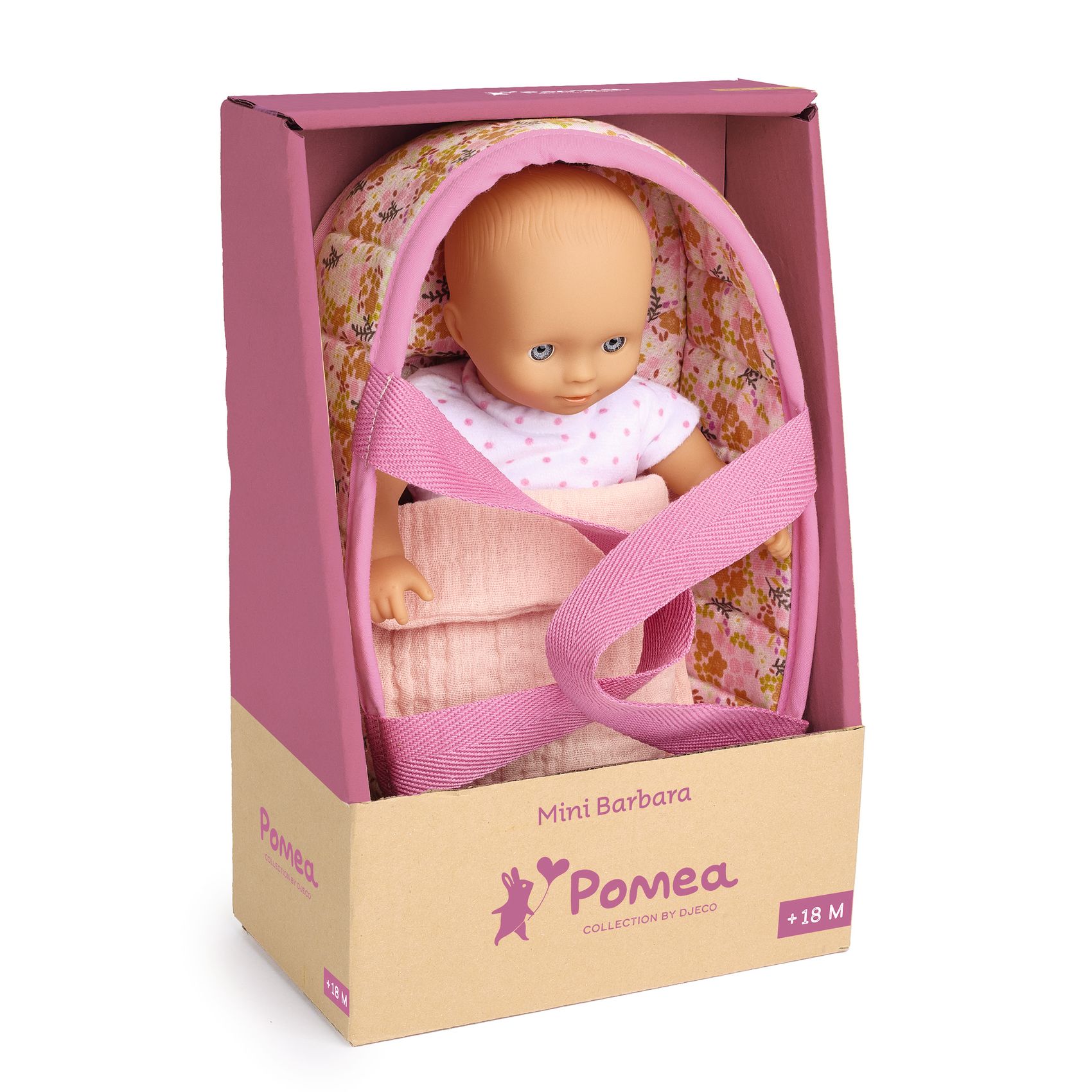 Játékbaba Mini, 20 cm - Barbara mózeskosárral - 0