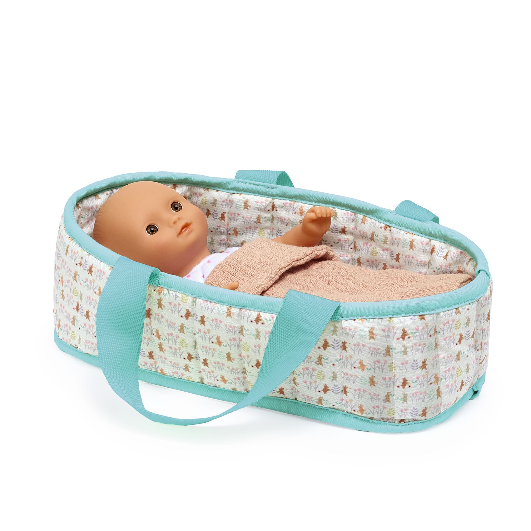 Játékbaba Mini, 20 cm - Sasha mózeskosárral - 1