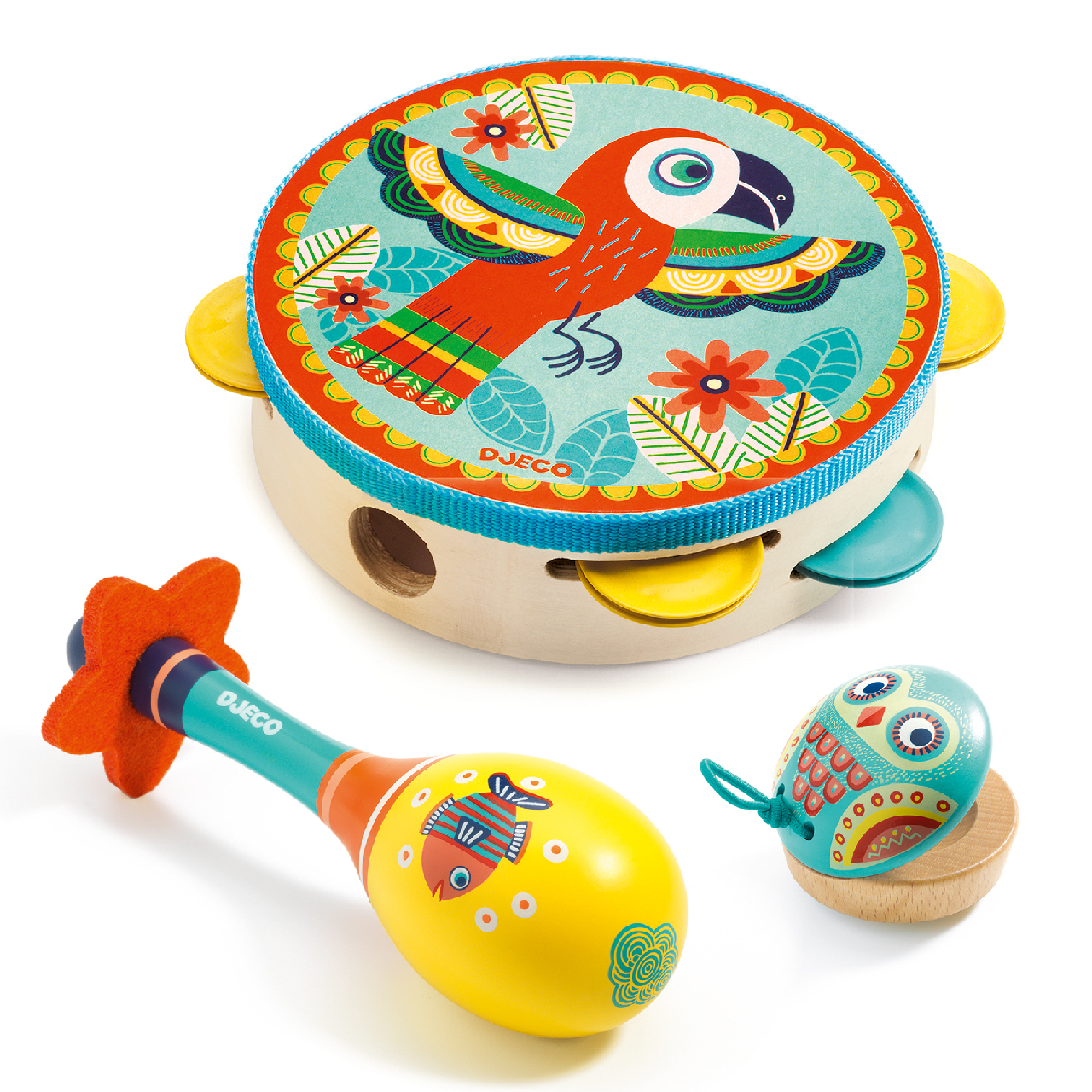 Játékhangszer készlet - Tambourine, maracas, castanet - 0