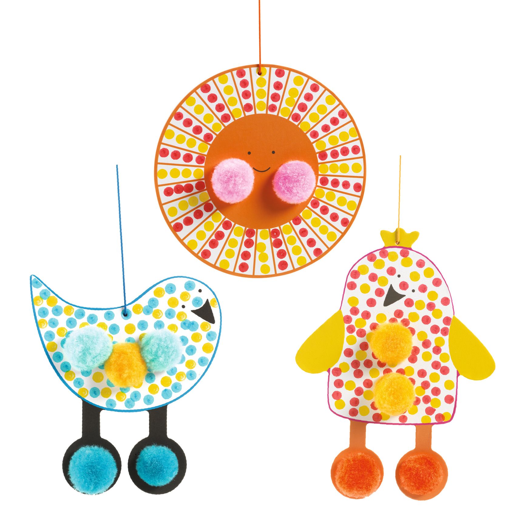 Képszínezés pöttyökkel és pompomokkal - Fenn az égen - Dots and Pompoms – In the Sky - 1