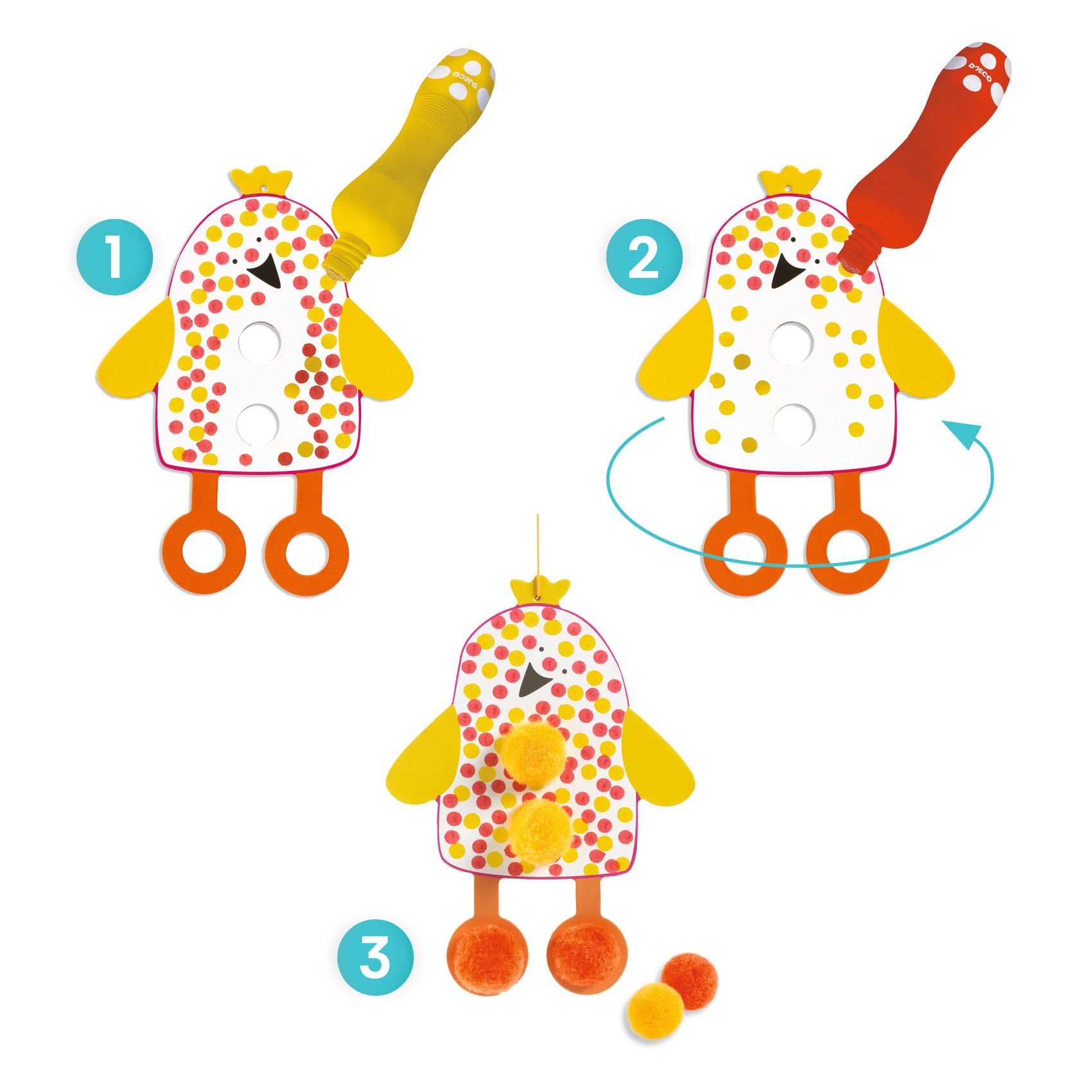 Képszínezés pöttyökkel és pompomokkal - Fenn az égen - Dots and Pompoms – In the Sky - 4