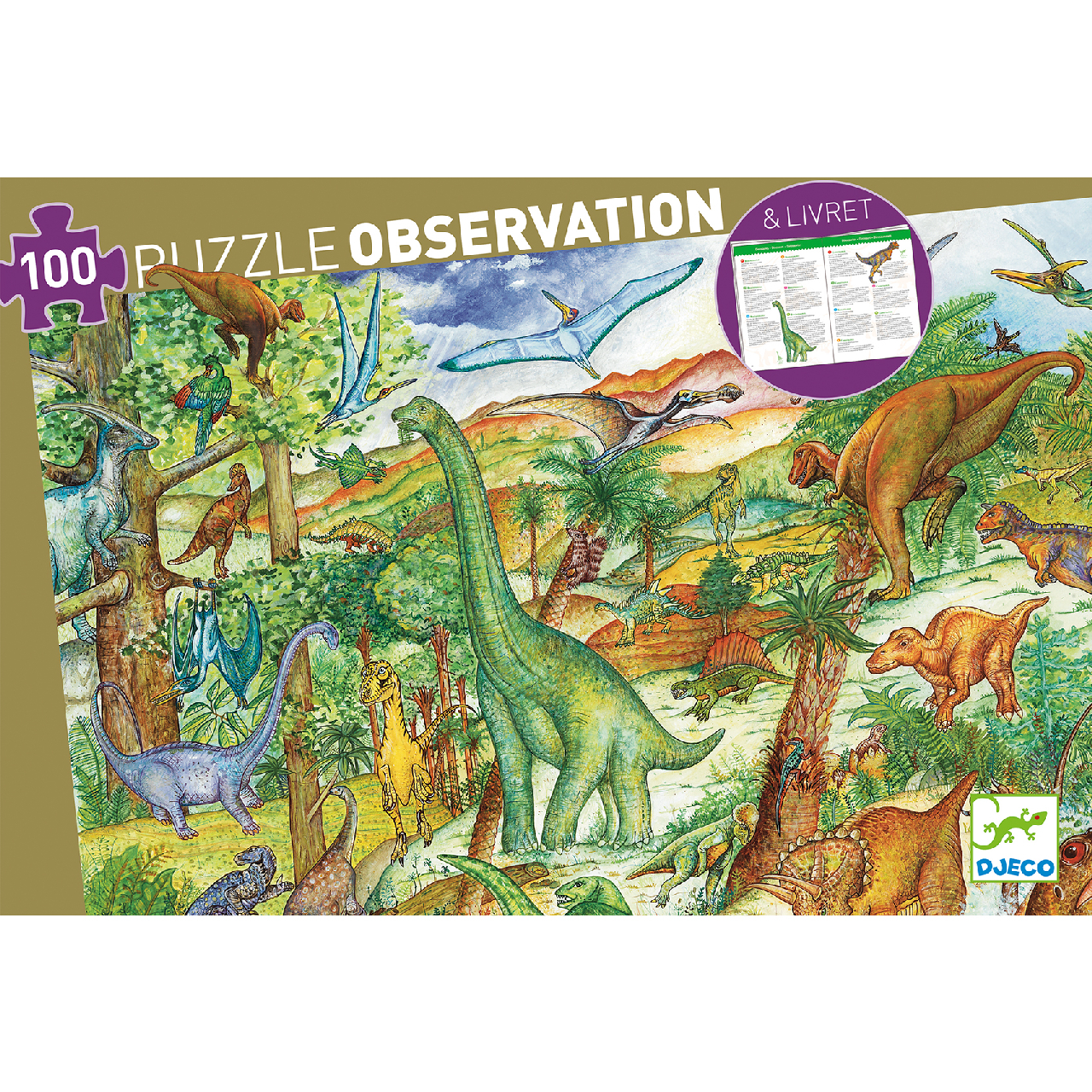 Megfigyeltető puzzle - Dinoszauruszok, 100 db-os - Dinosaurs + booklet - 1