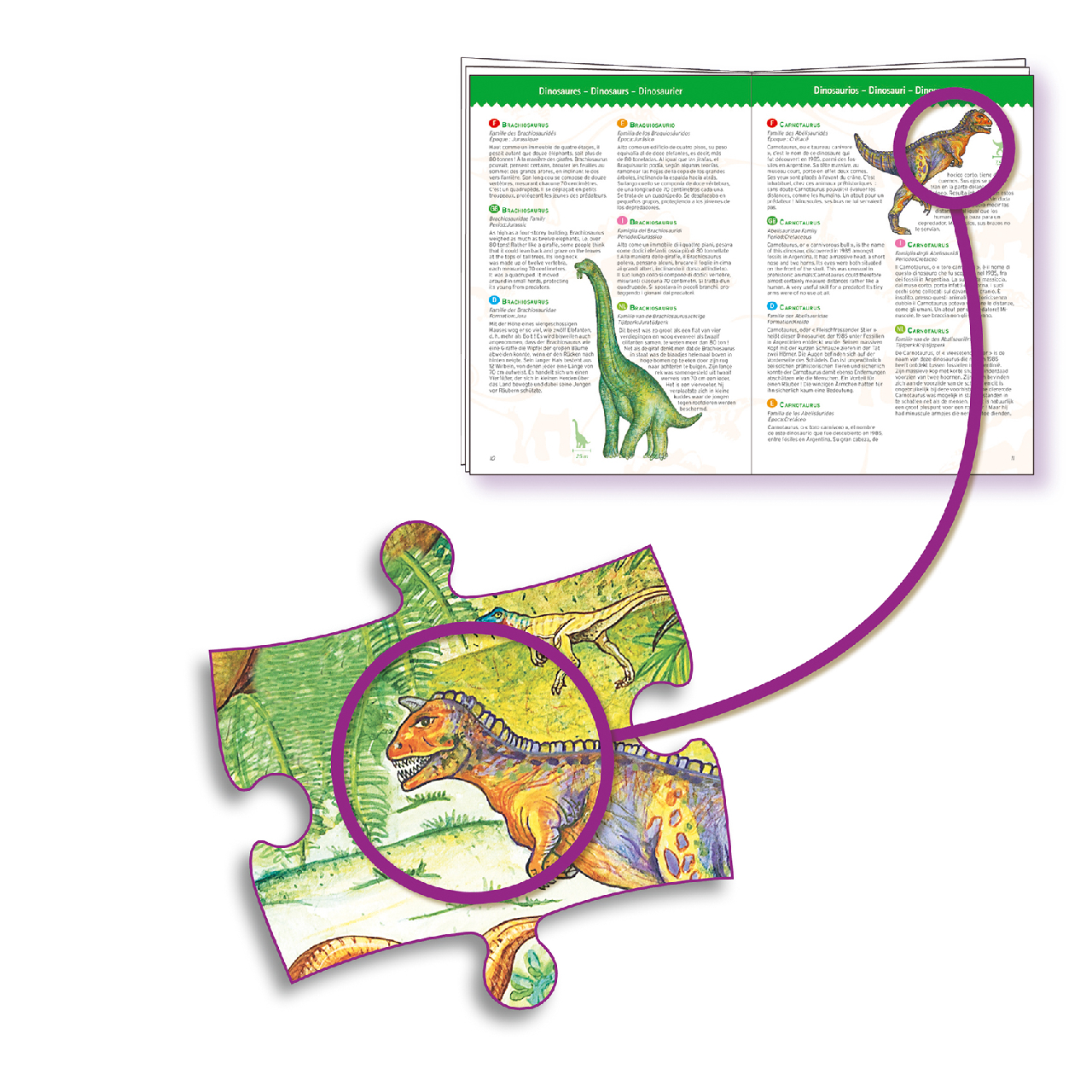 Megfigyeltető puzzle - Dinoszauruszok, 100 db-os - Dinosaurs + booklet - 5