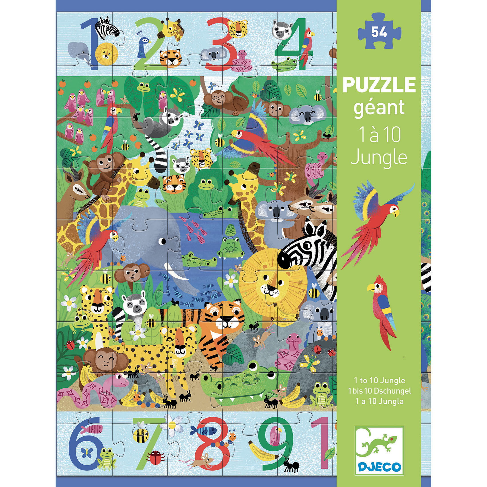 Megfigyeltető puzzle - Dzsungelben 1-10-ig, 54 db-os - 1 to 10 Jungle - 2