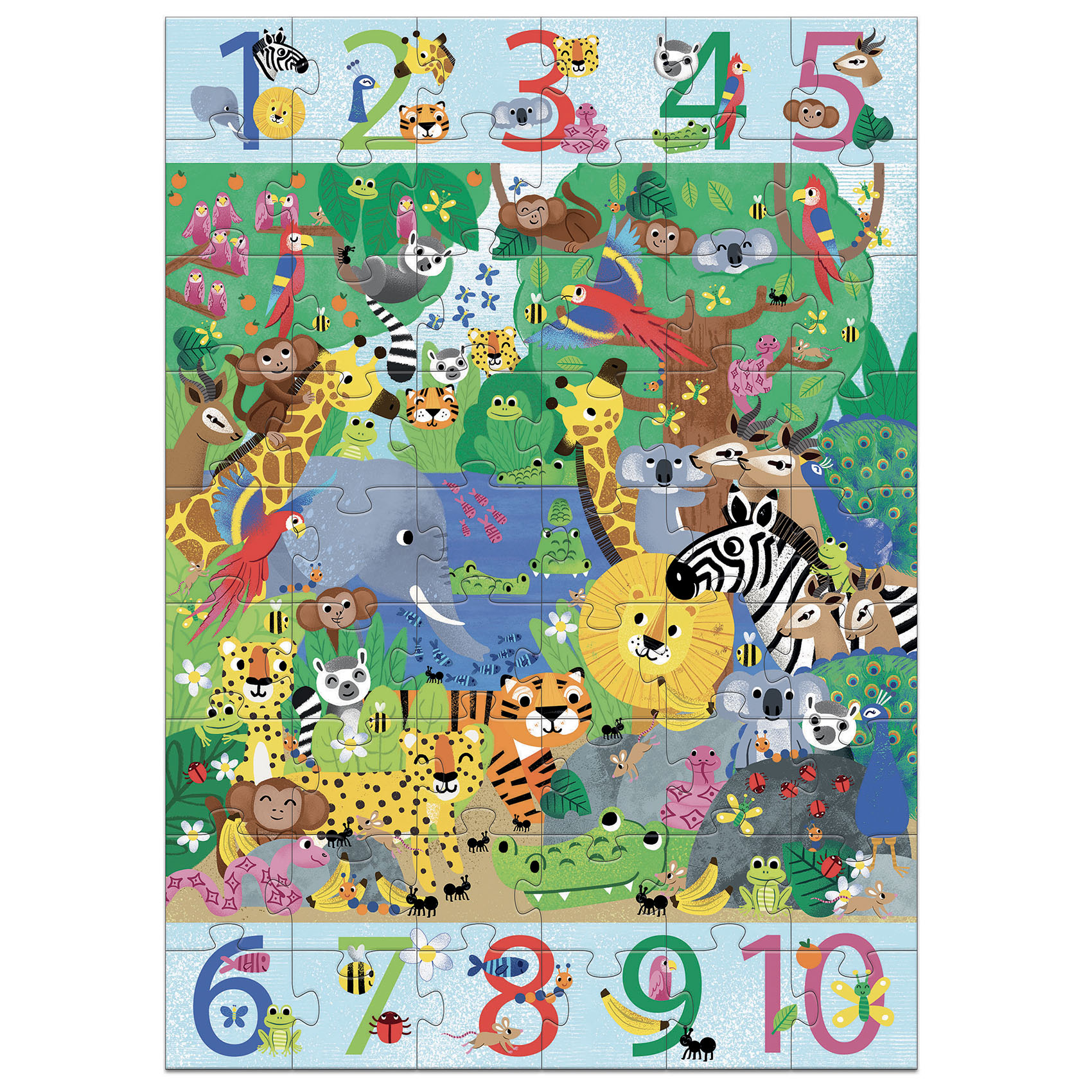 Megfigyeltető puzzle - Dzsungelben 1-10-ig, 54 db-os - 1 to 10 Jungle - 1