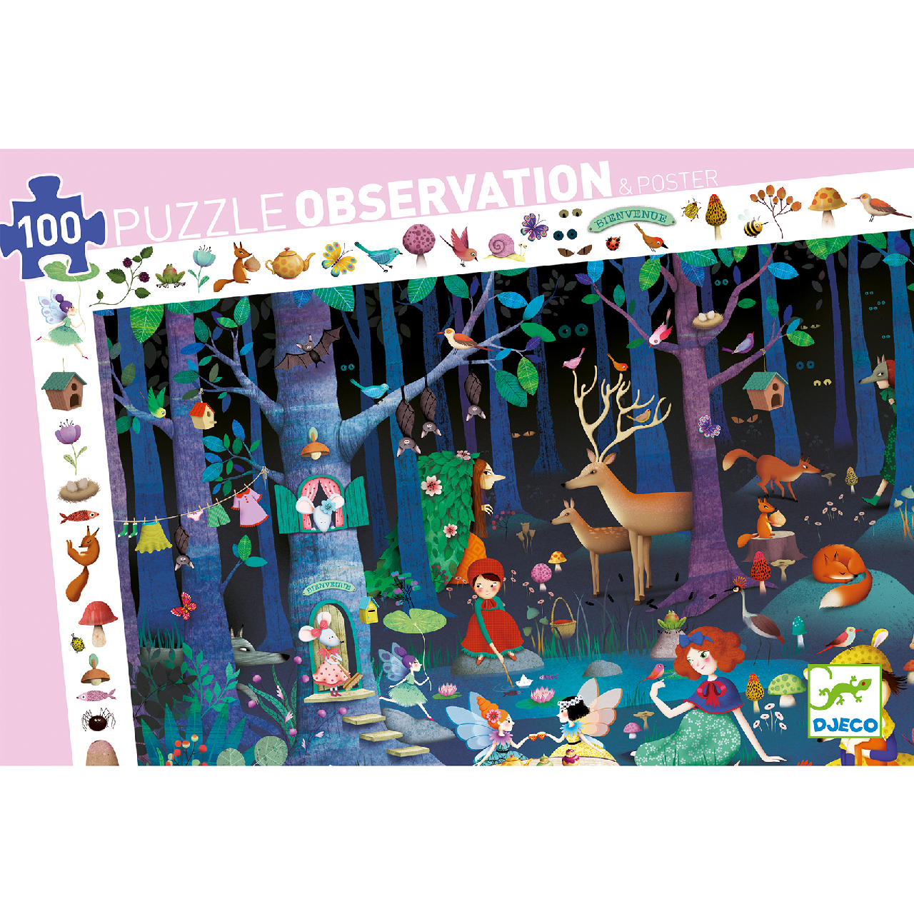 Megfigyeltető puzzle - Elvarázsolt erdő, 100 db-os - Enchanted Forest - 1