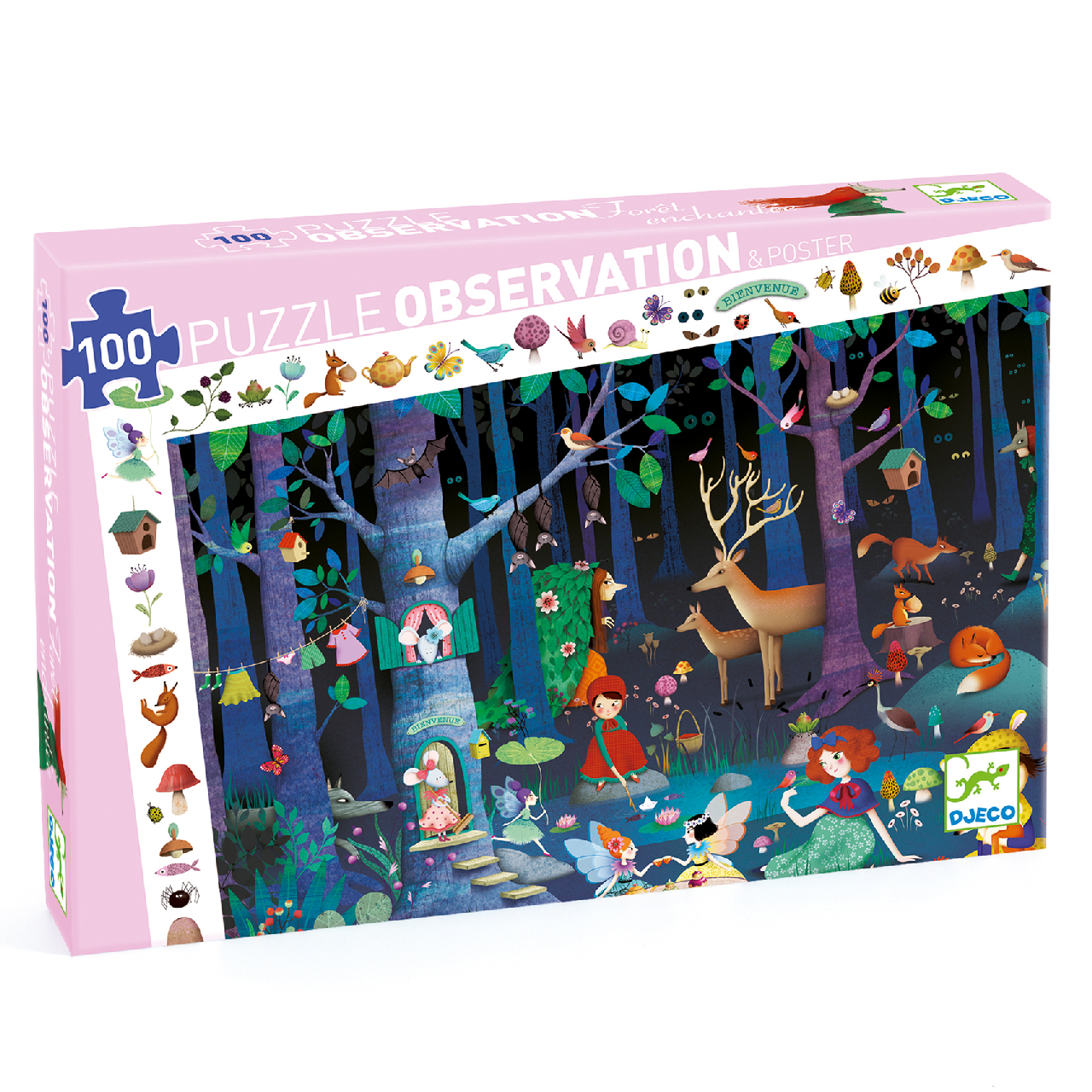 Megfigyeltető puzzle - Elvarázsolt erdő, 100 db-os - Enchanted Forest - 0