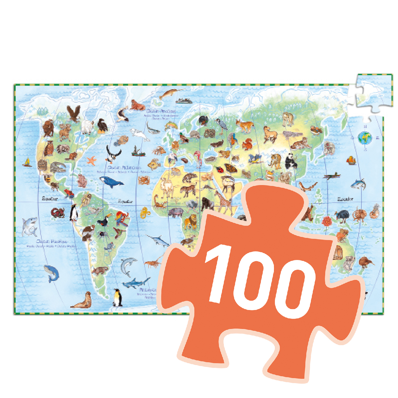 Megfigyeltető puzzle - Föld állatai, 100 db-os - Animals of the earth - 3