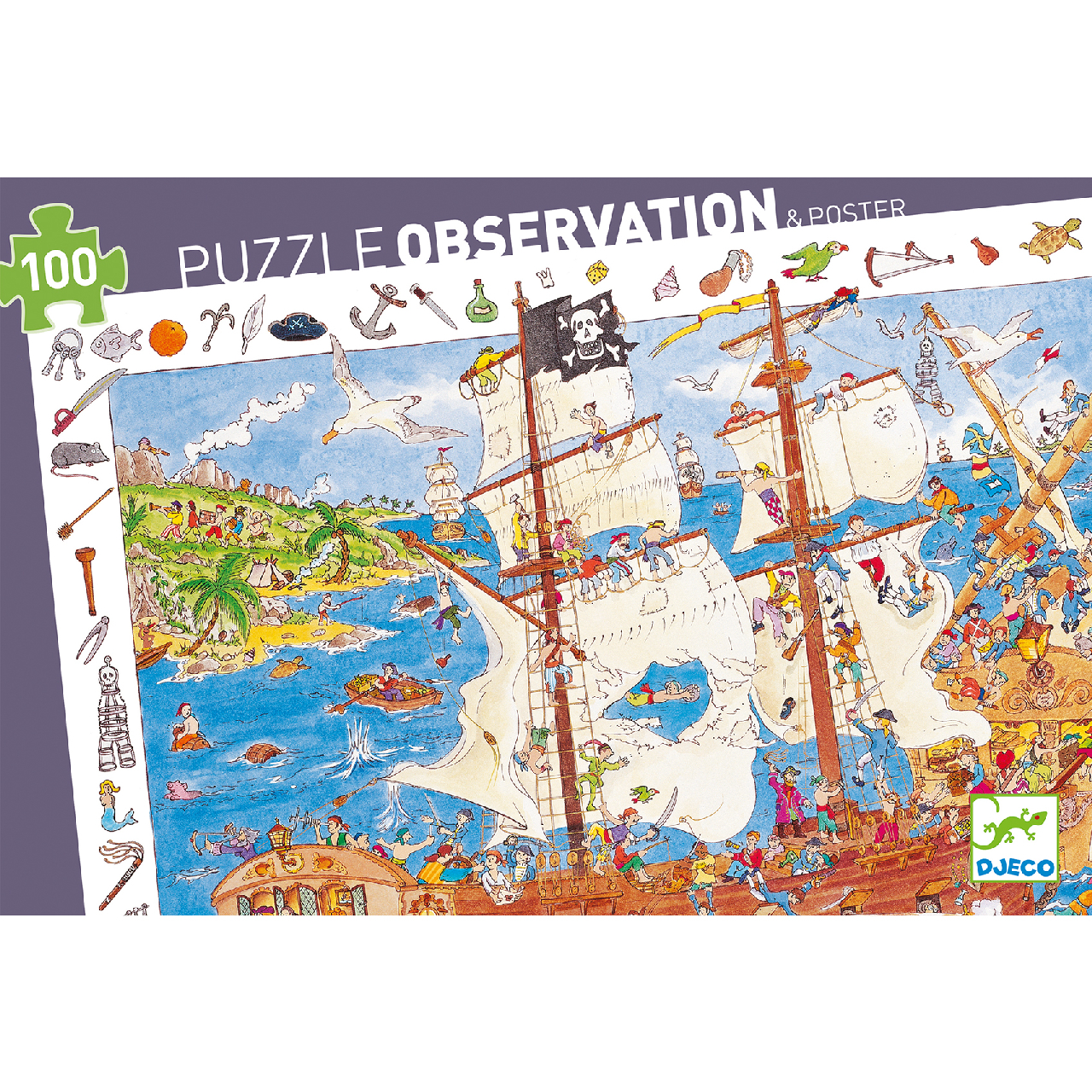 Megfigyeltető puzzle - Kalózok, 100 db-os - Pirates - 1