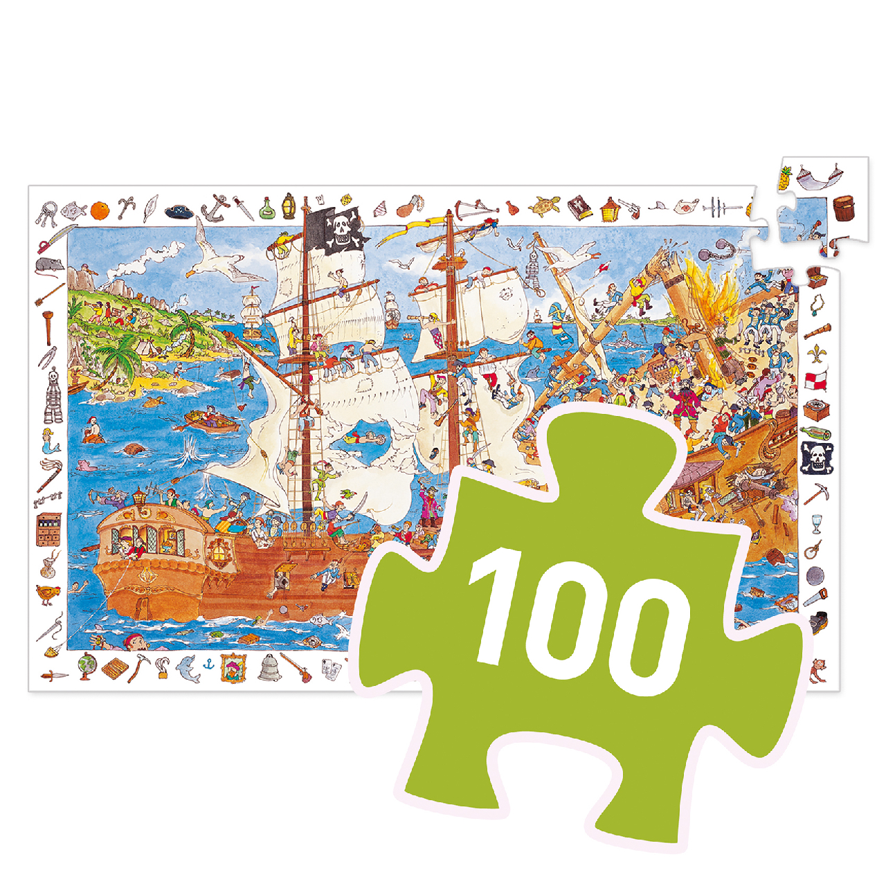 Megfigyeltető puzzle - Kalózok, 100 db-os - Pirates - 3