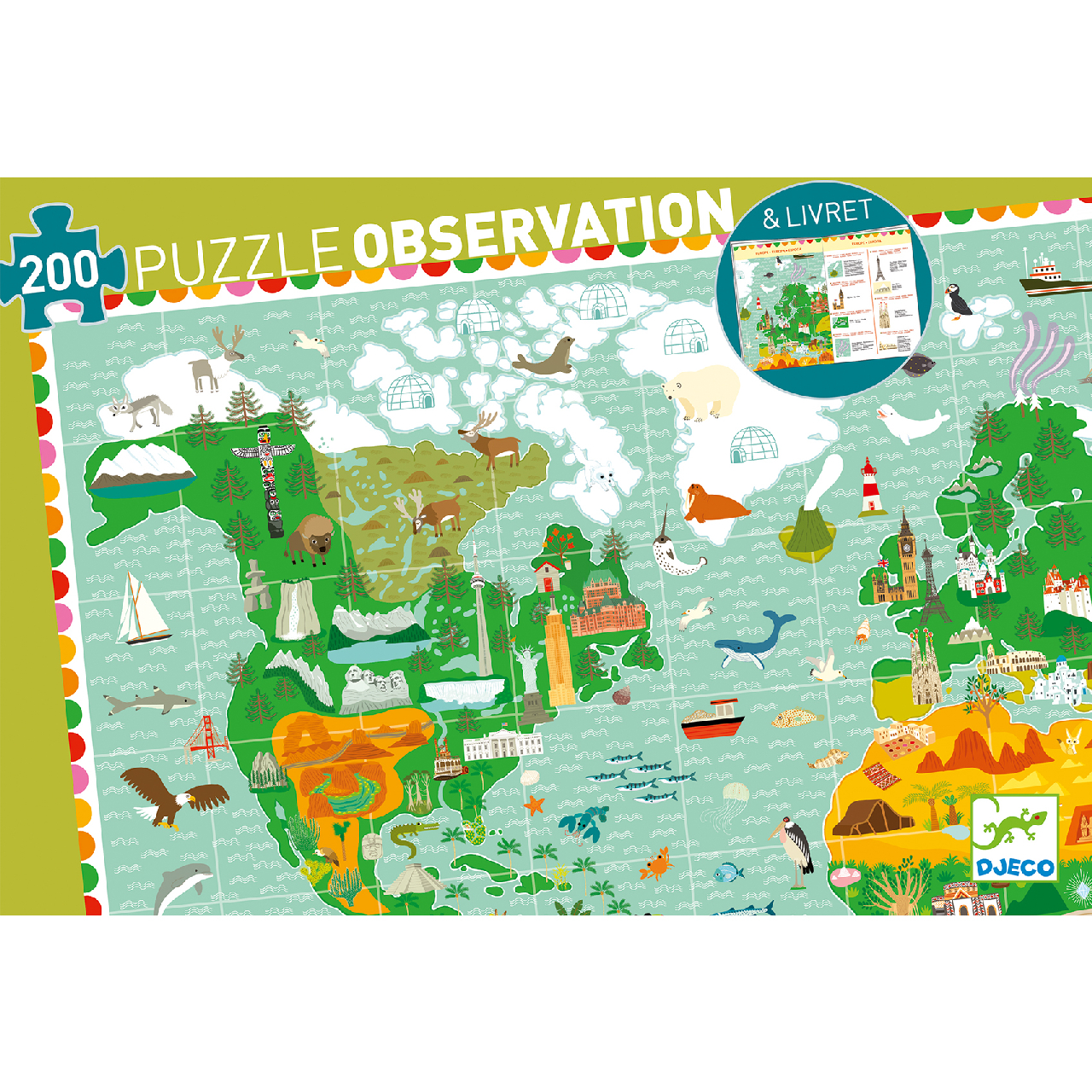 Megfigyeltető puzzle - Lenyűgöző világ, 200 db-os - A round the world + booklet - 1