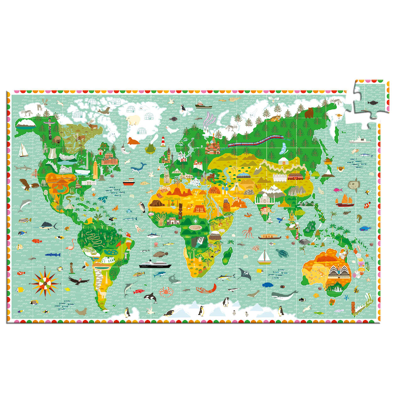 Megfigyeltető puzzle - Lenyűgöző világ, 200 db-os - A round the world + booklet - 2