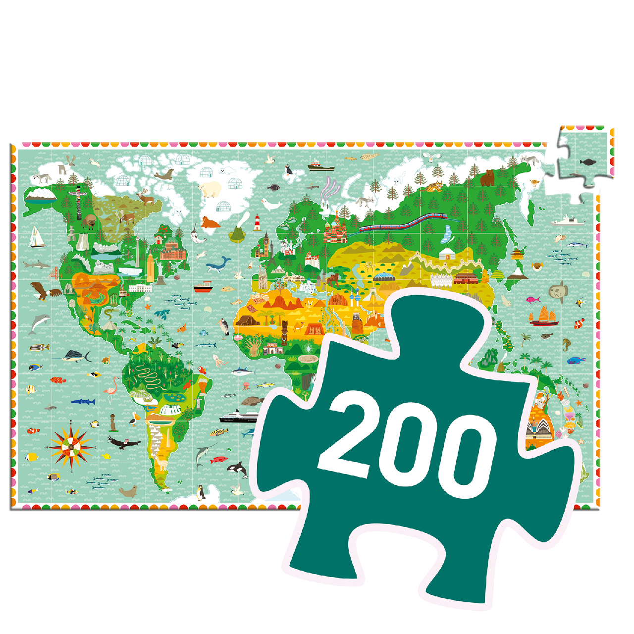 Megfigyeltető puzzle - Lenyűgöző világ, 200 db-os - A round the world + booklet - 3