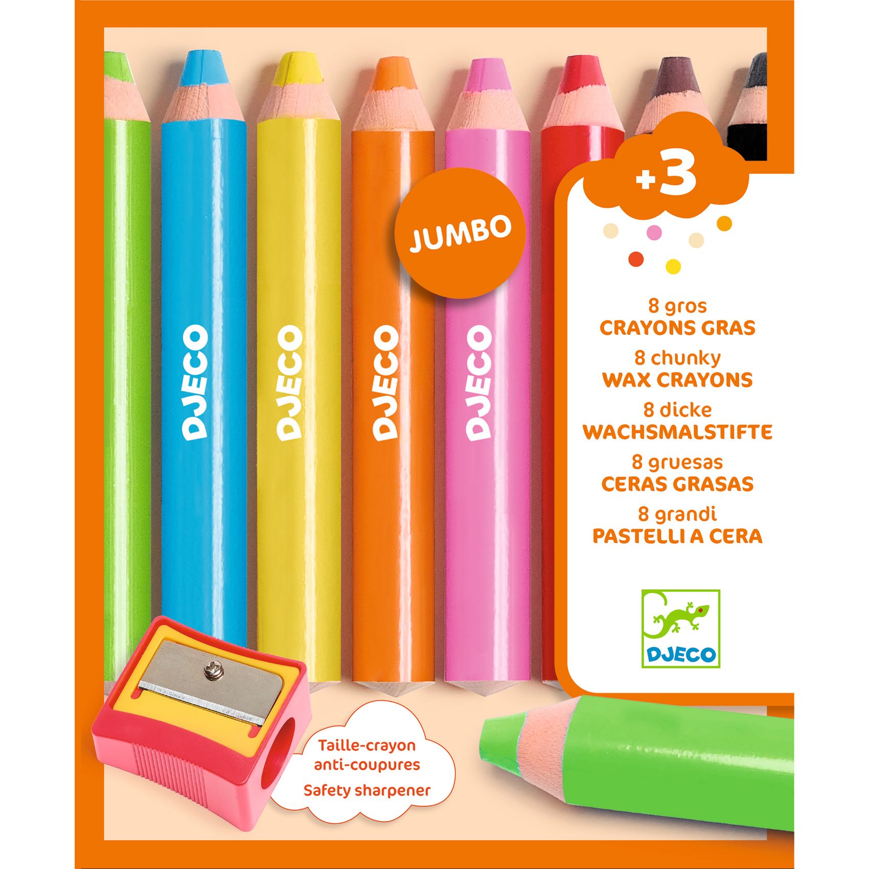 Kreatív eszközök - Vastag viaszceruza, 8 szín - 8 chunky wax crayons - 1