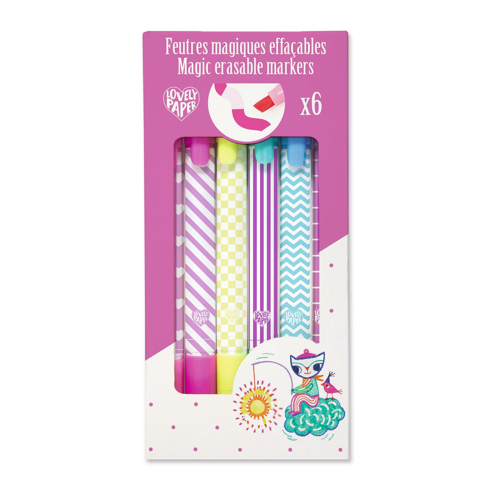 Mágikus filctolkészlet - 6 db radírozható filctoll - Magic erasable markers - 0