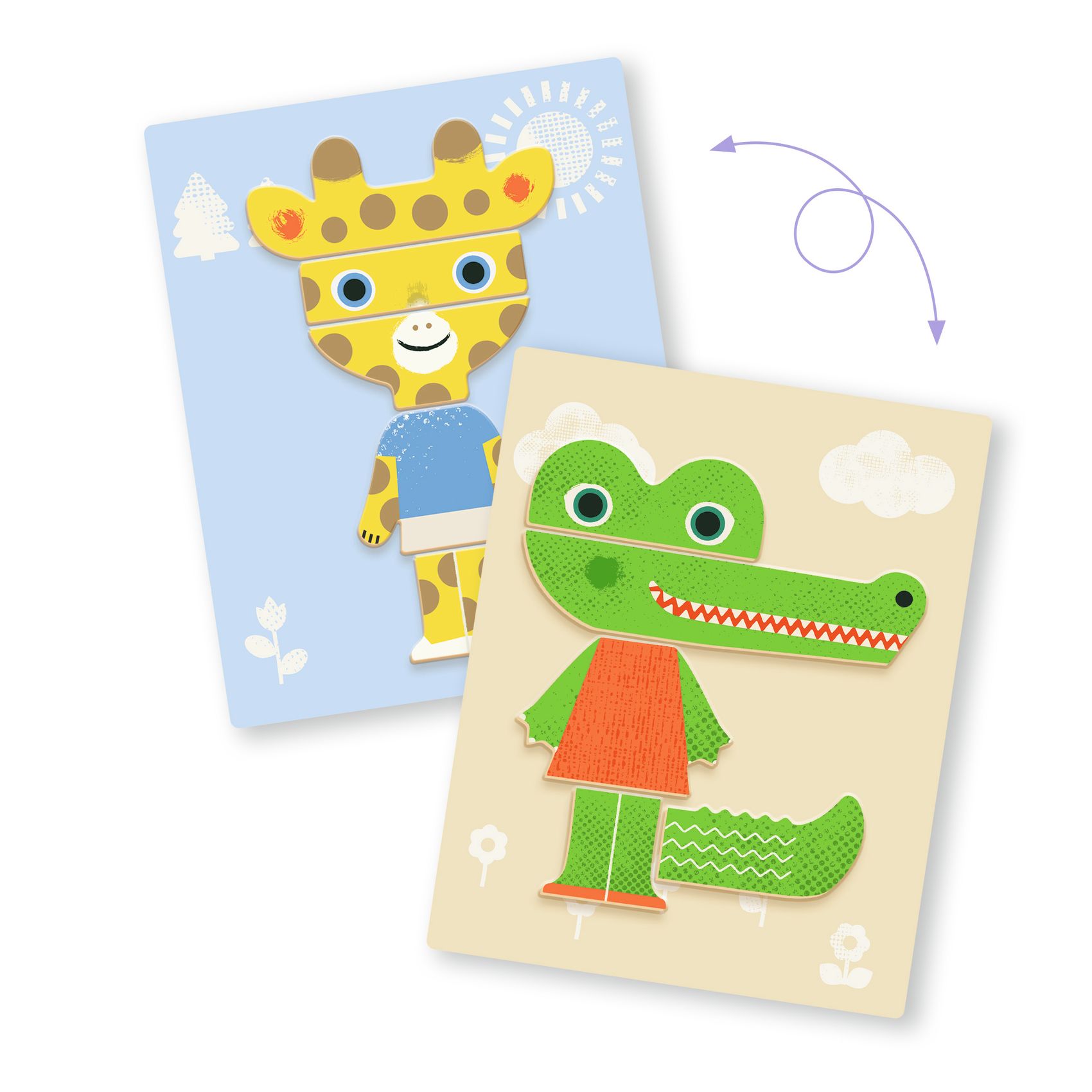 Mágneses képkirakó - Variációk 12 állatra - Inzebox Mix Animals - 0