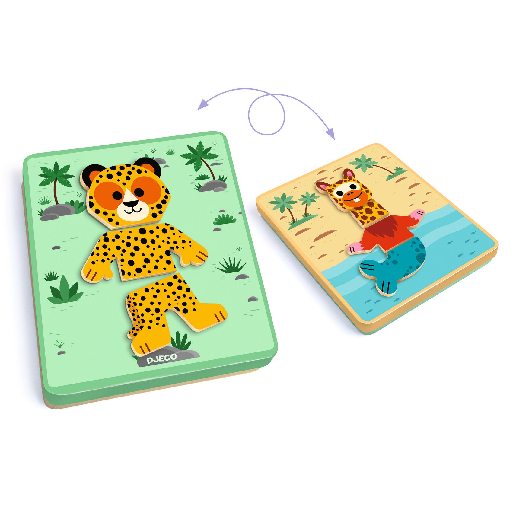 Mágneses képkirakó - Variációk 8 állatra - Inzebox Mix'n'match - 1