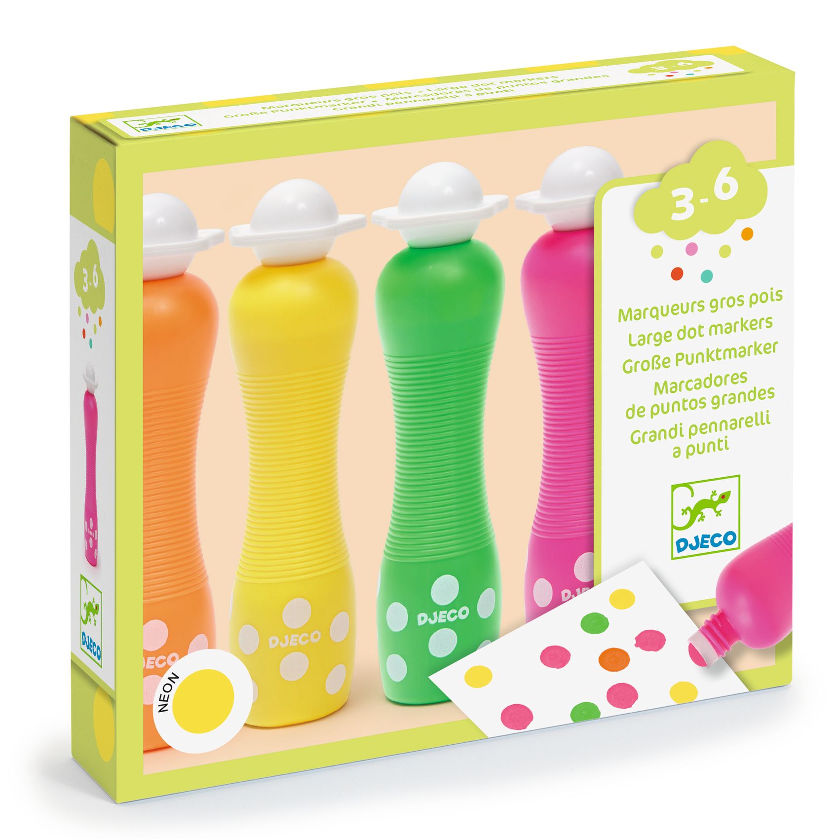Marok filc készlet 4 fluoreszkáló színben - Pontozó színezés - Large dot markers - 0